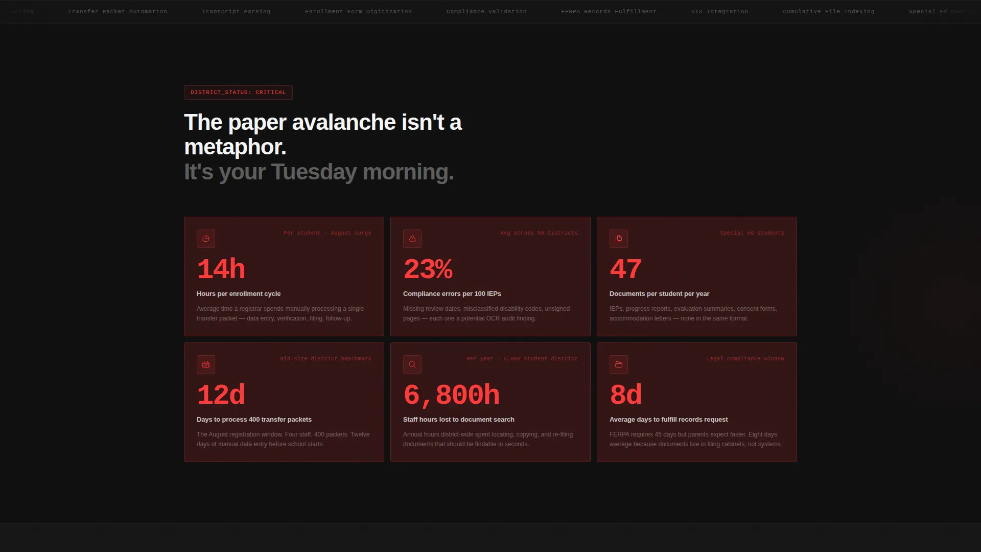 K-12 AI Document Processing Landing Page Template