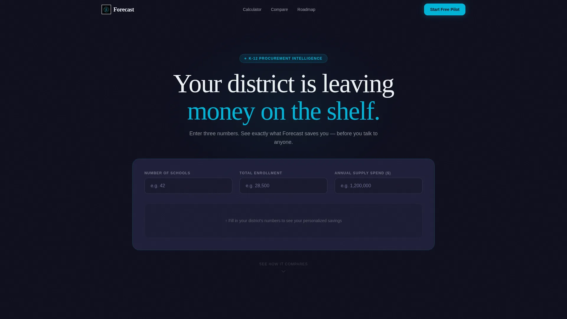 K-12 AI Inventory Forecasting Landing Page Template