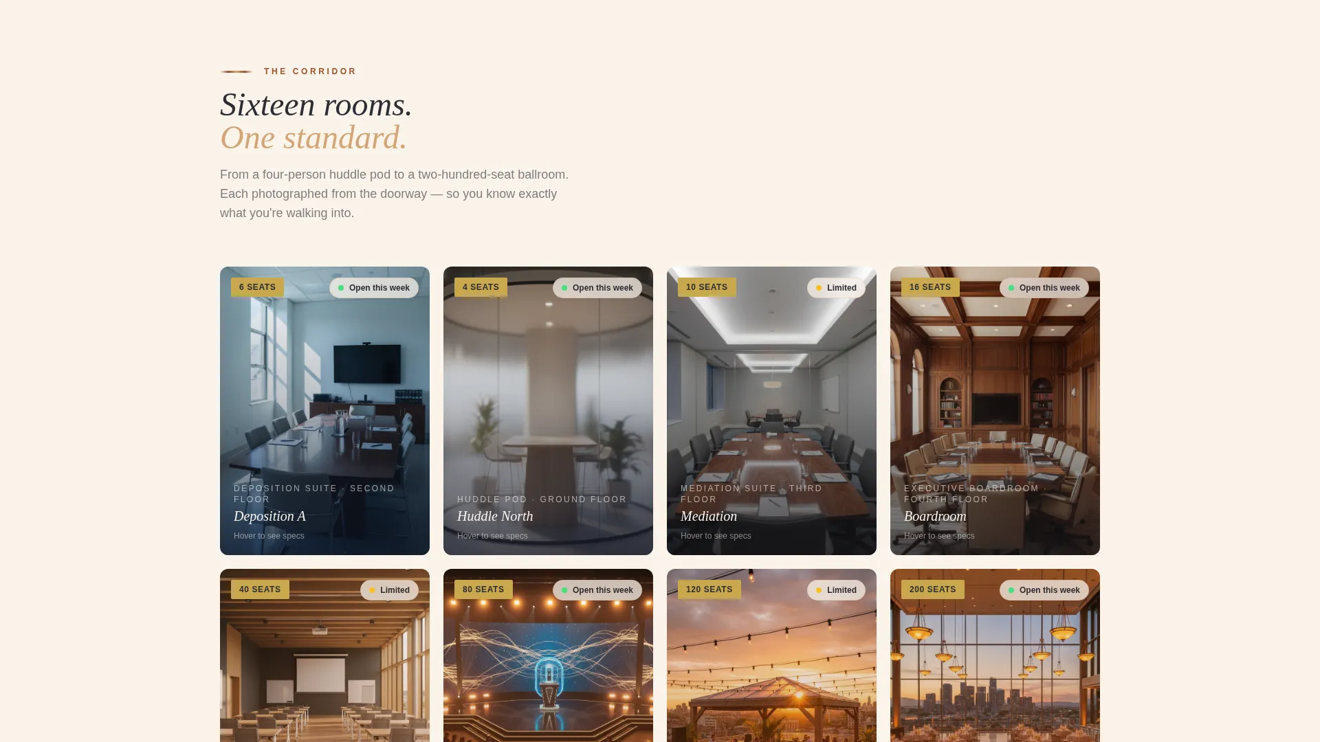 Executive Conference Center Rental Landing Page