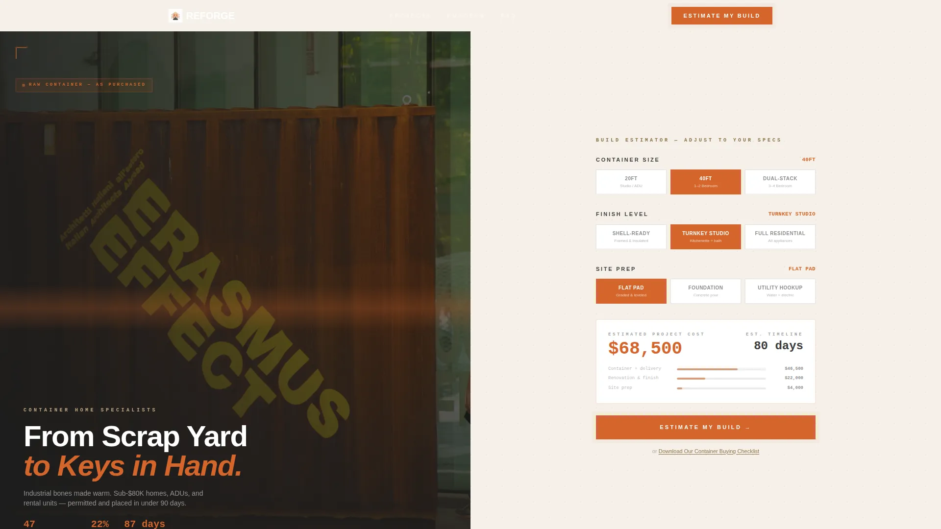 Container Home Landing Page Template