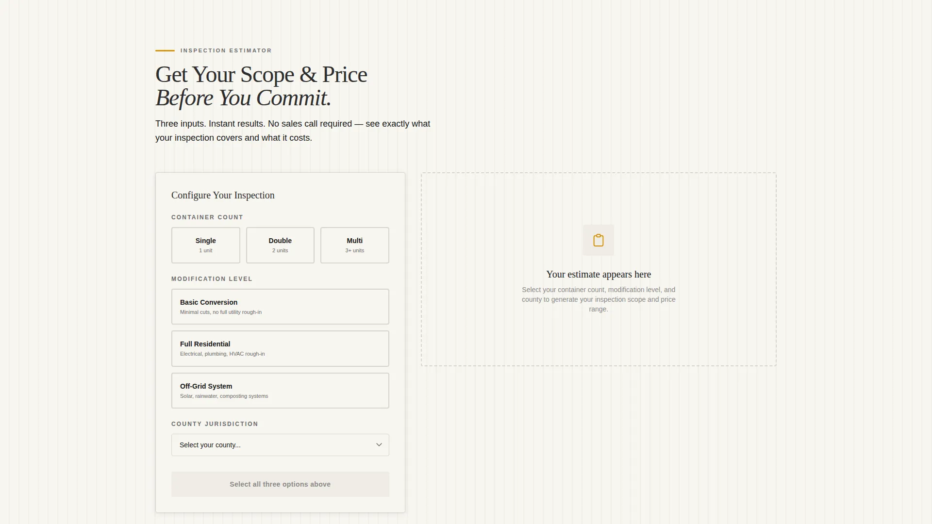 Container Home Inspector Landing Page Template