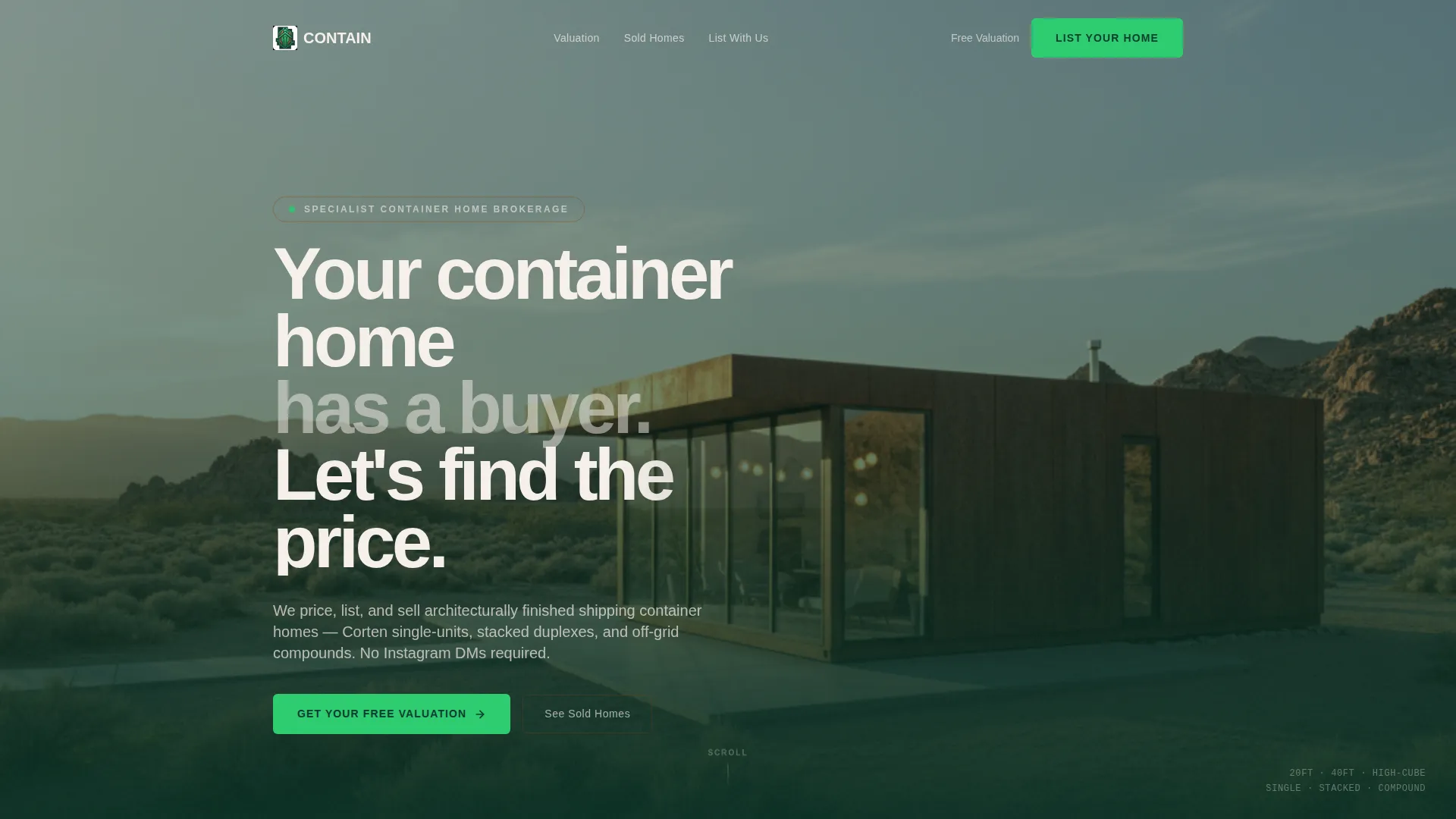 Container Home Seller Landing Page Template