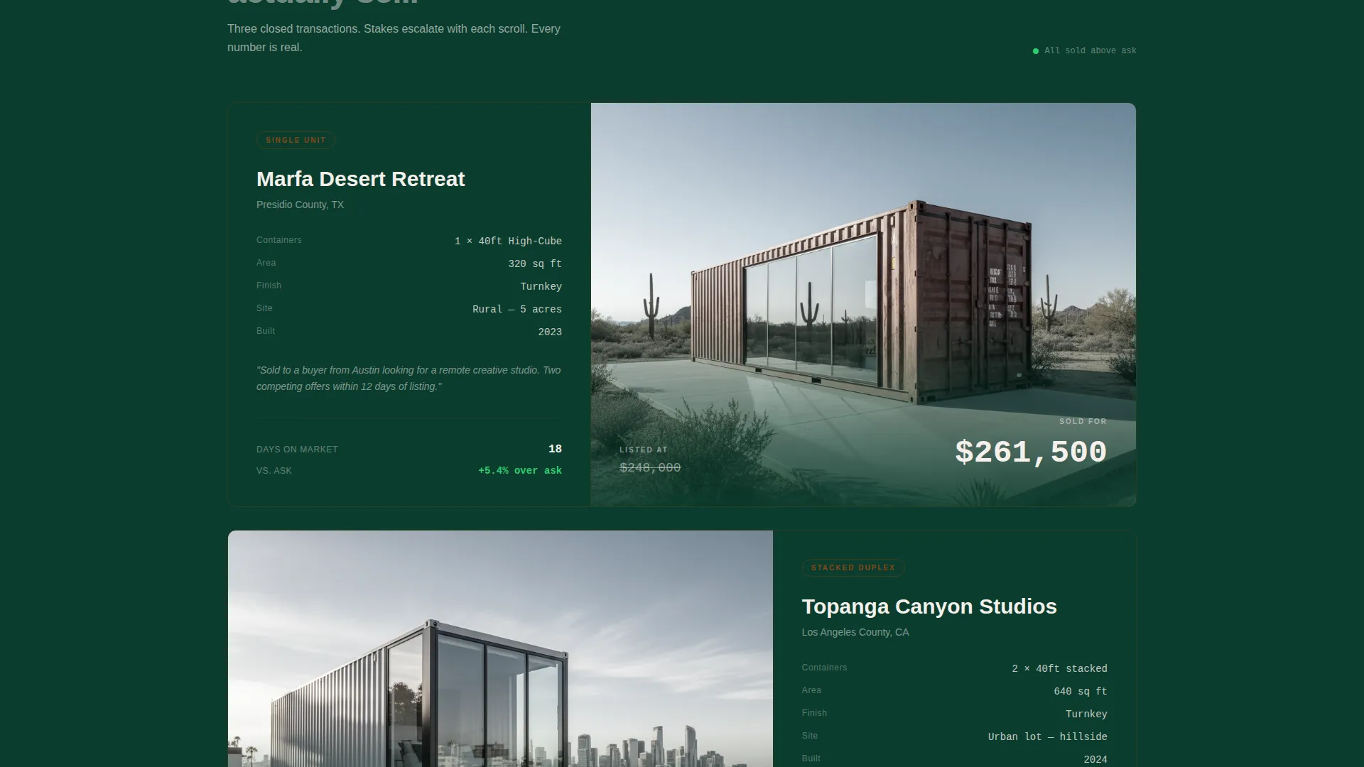 Container Home Seller Landing Page Template