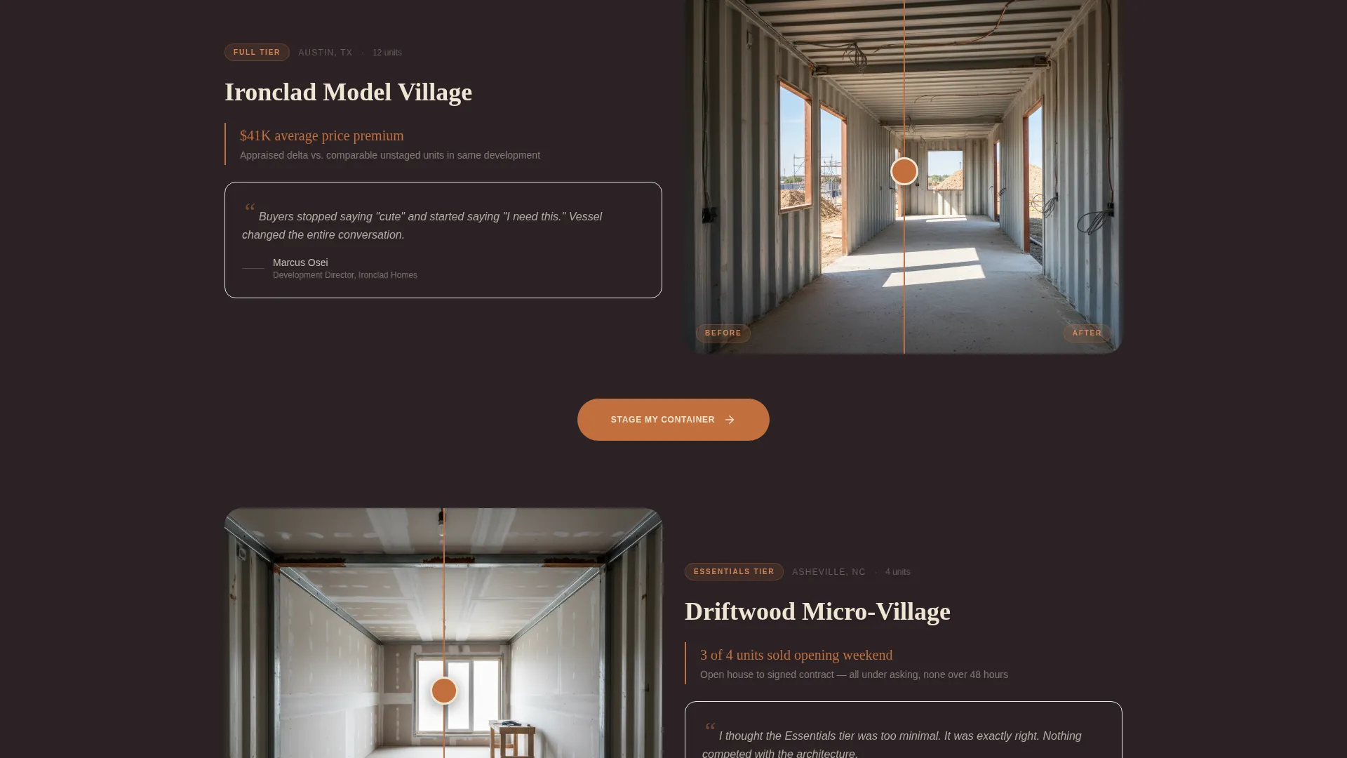 Container Home Staging Landing Page Template