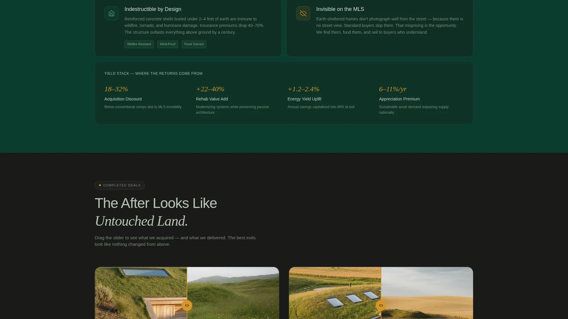 Earth-Sheltered Home Investment Landing Page Template