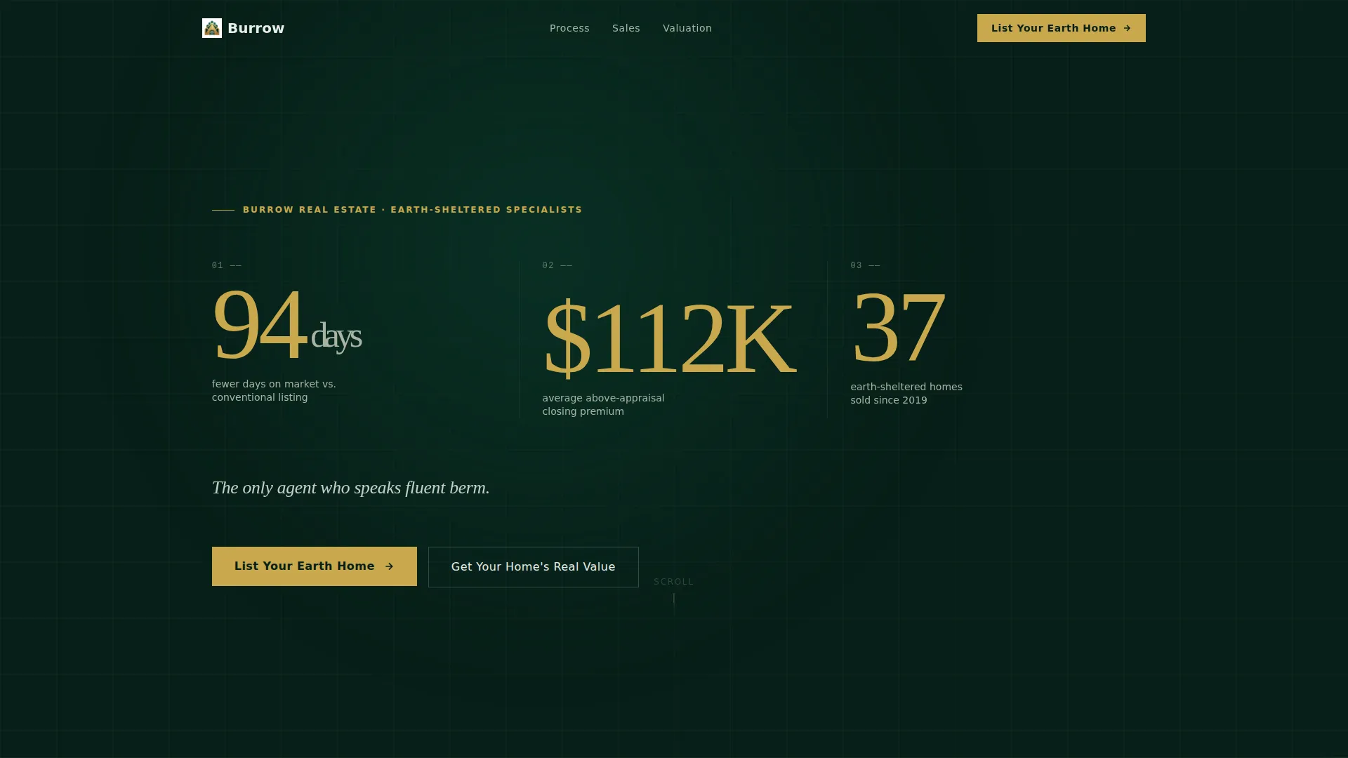 Earth-Sheltered Home Real Estate Landing Page
