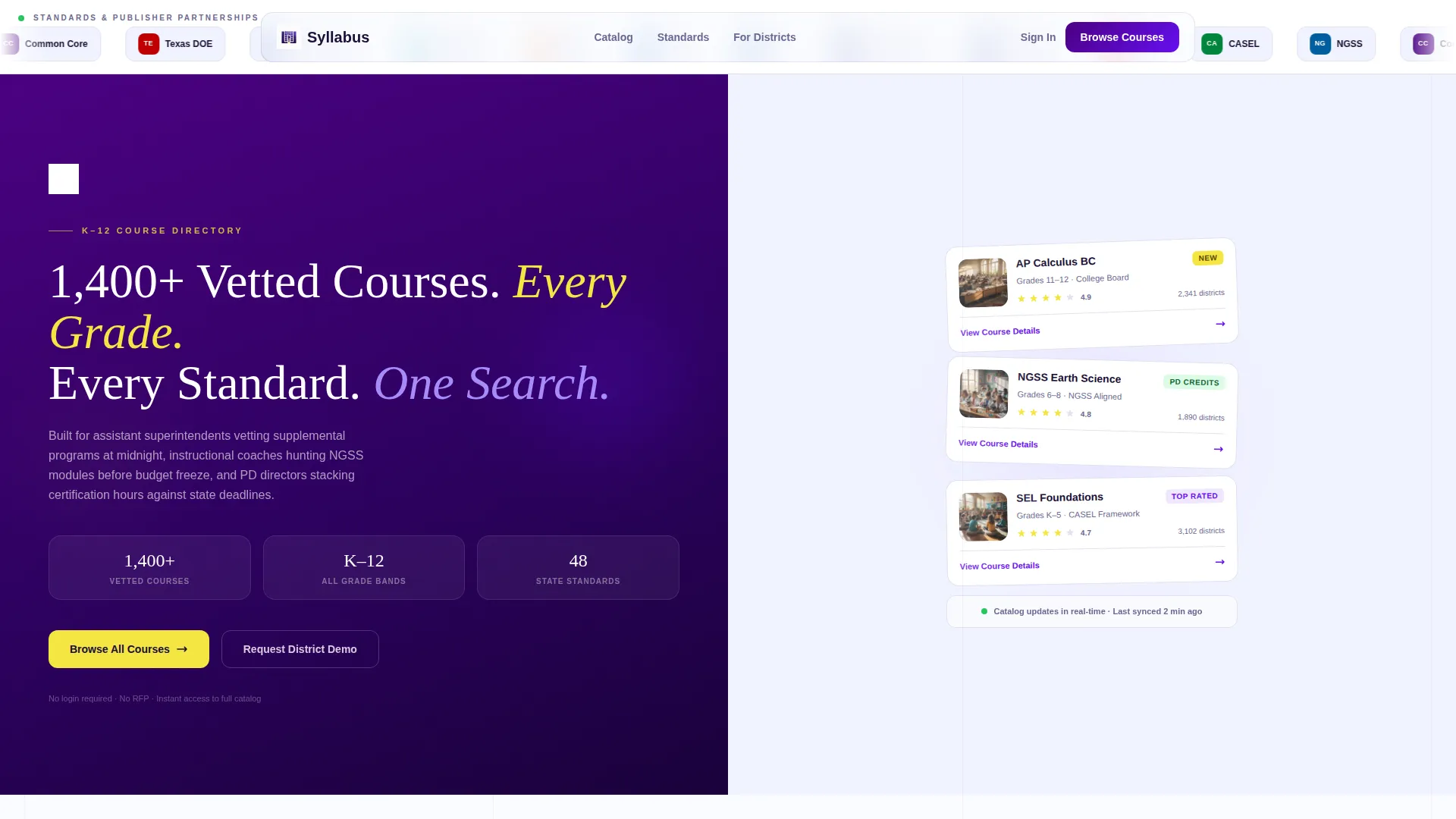 K-12 Course Platform Landing Page Template
