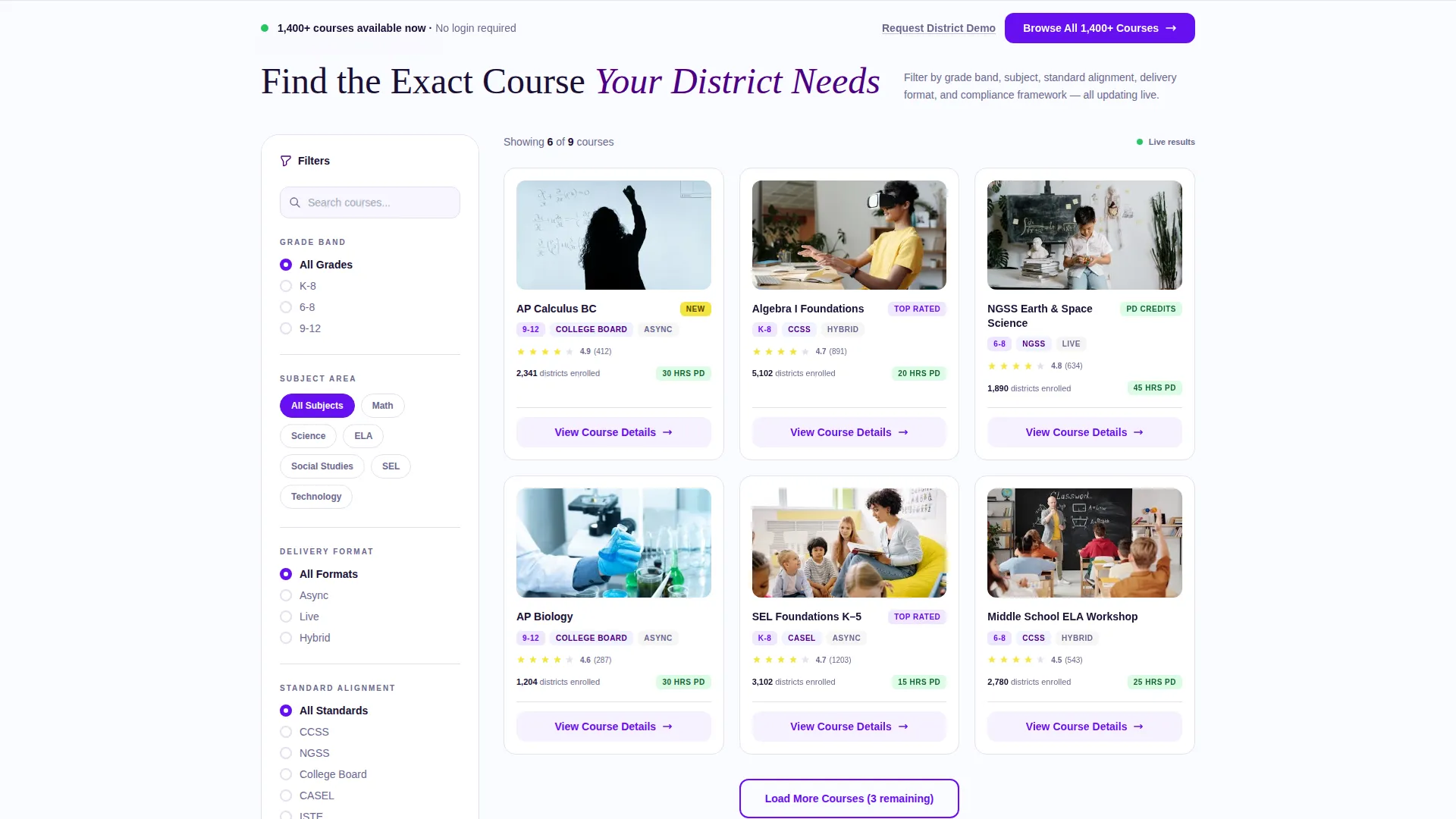 K-12 Course Platform Landing Page Template