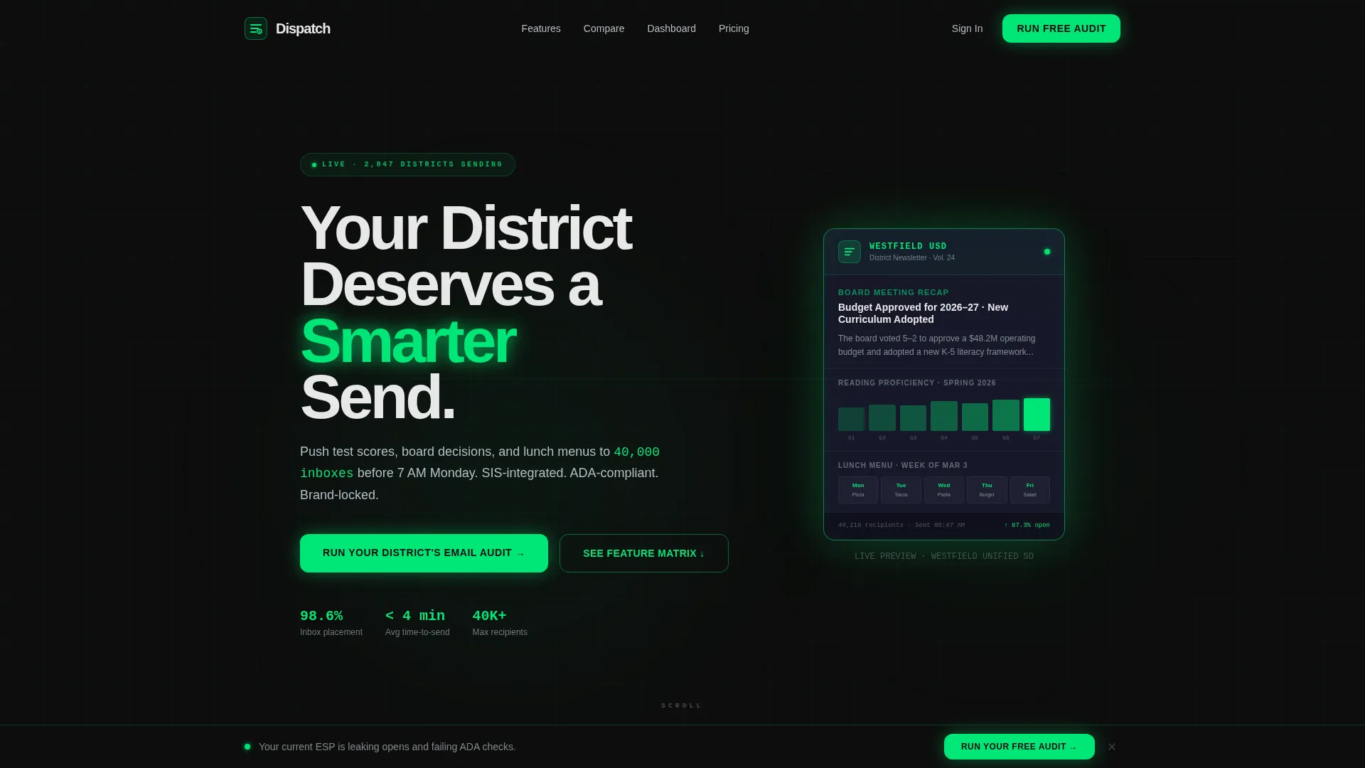 K-12 Email Newsletter Landing Page Template