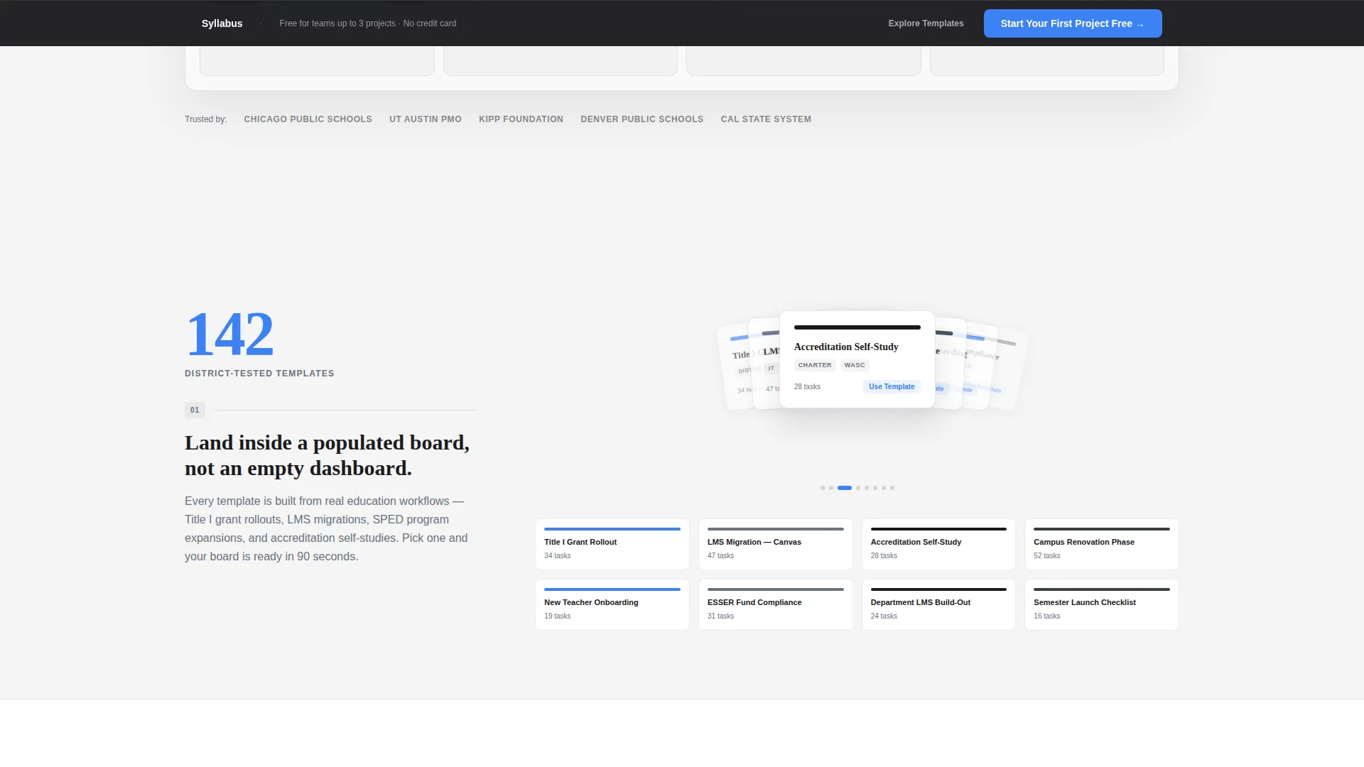 Education Project Management Landing Page Template