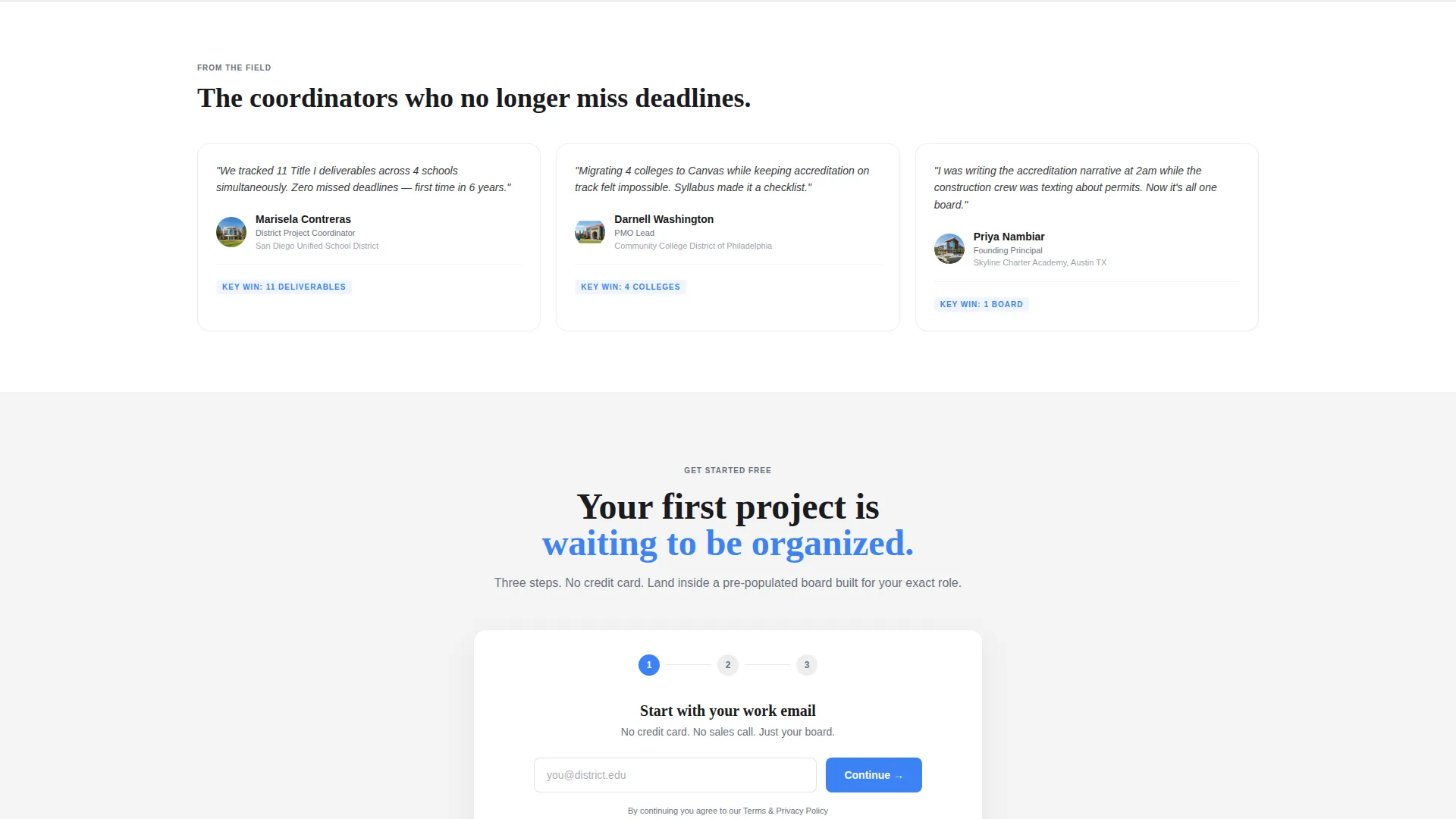 Education Project Management Landing Page Template