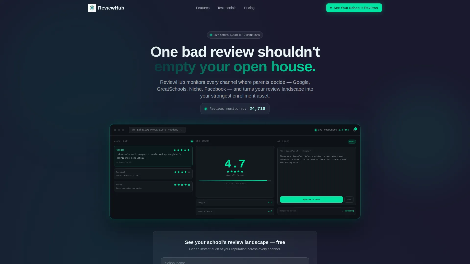 Education Reputation Management Landing Page