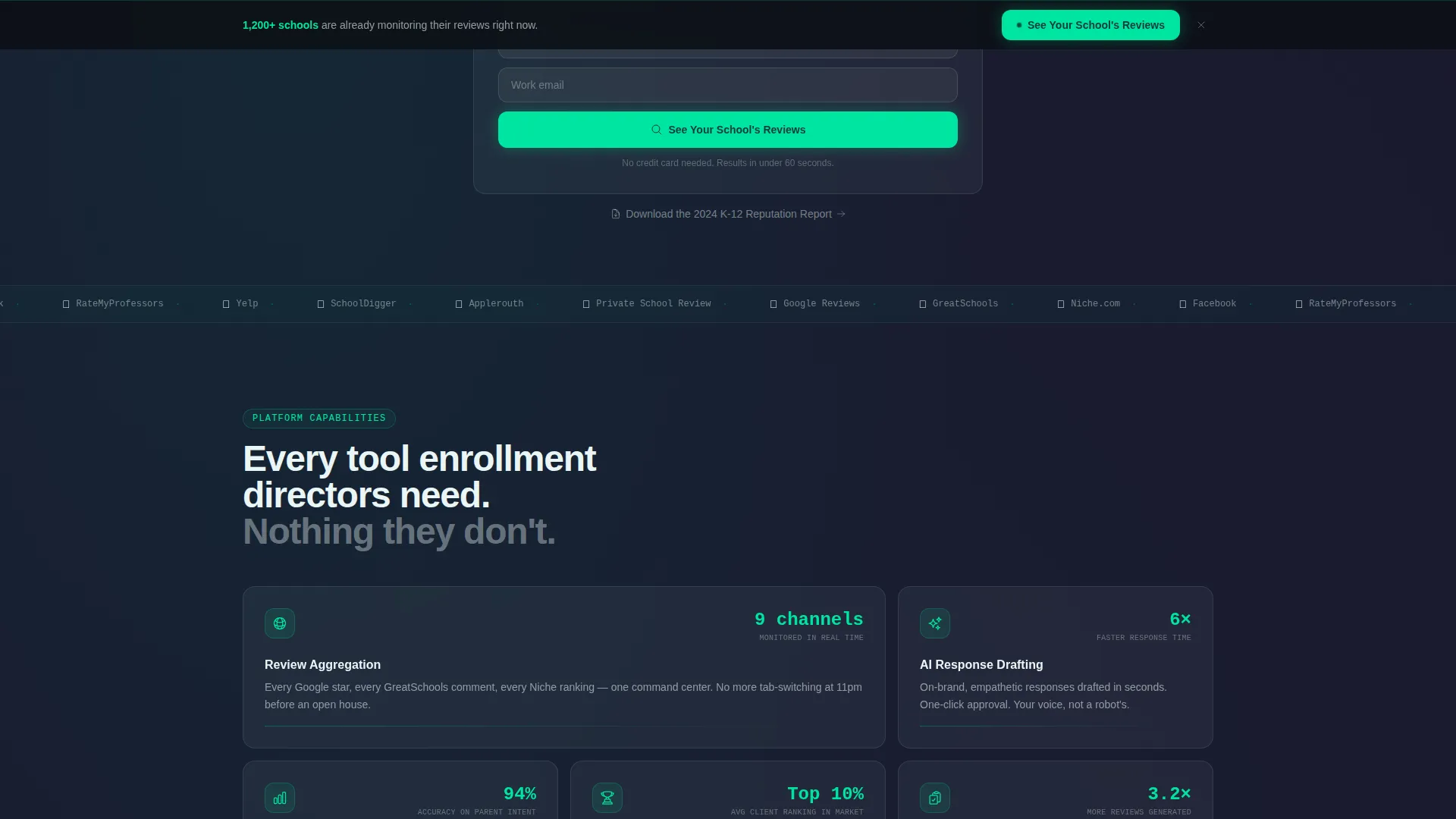 Education Reputation Management Landing Page