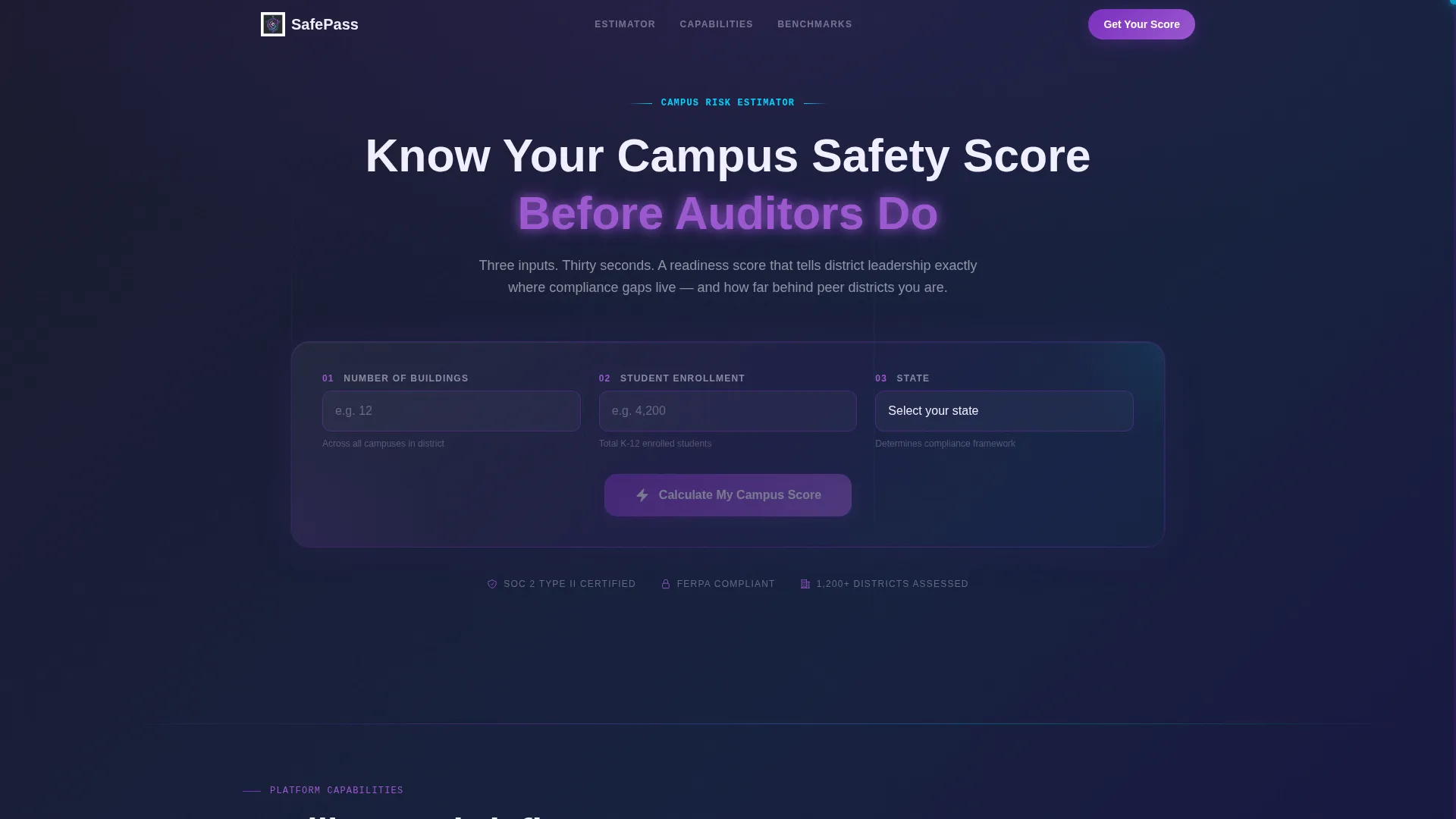 Campus Safety Landing Page Template for EdTech