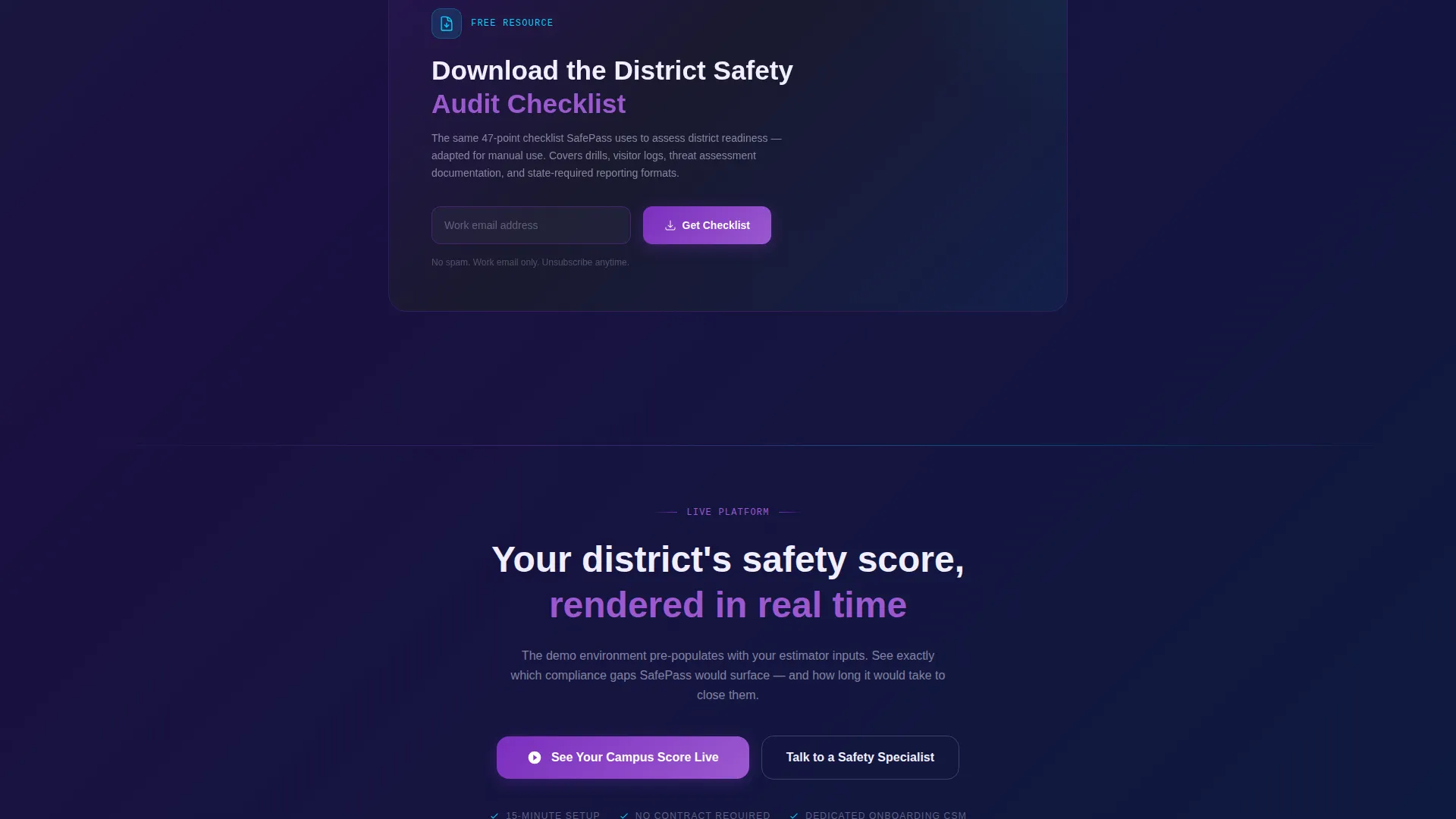 Campus Safety Landing Page Template for EdTech