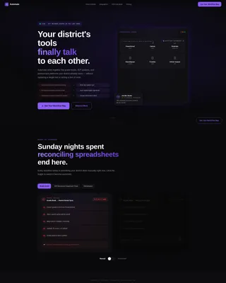 Edtech Workflow Automation Bento Grid Landing Page