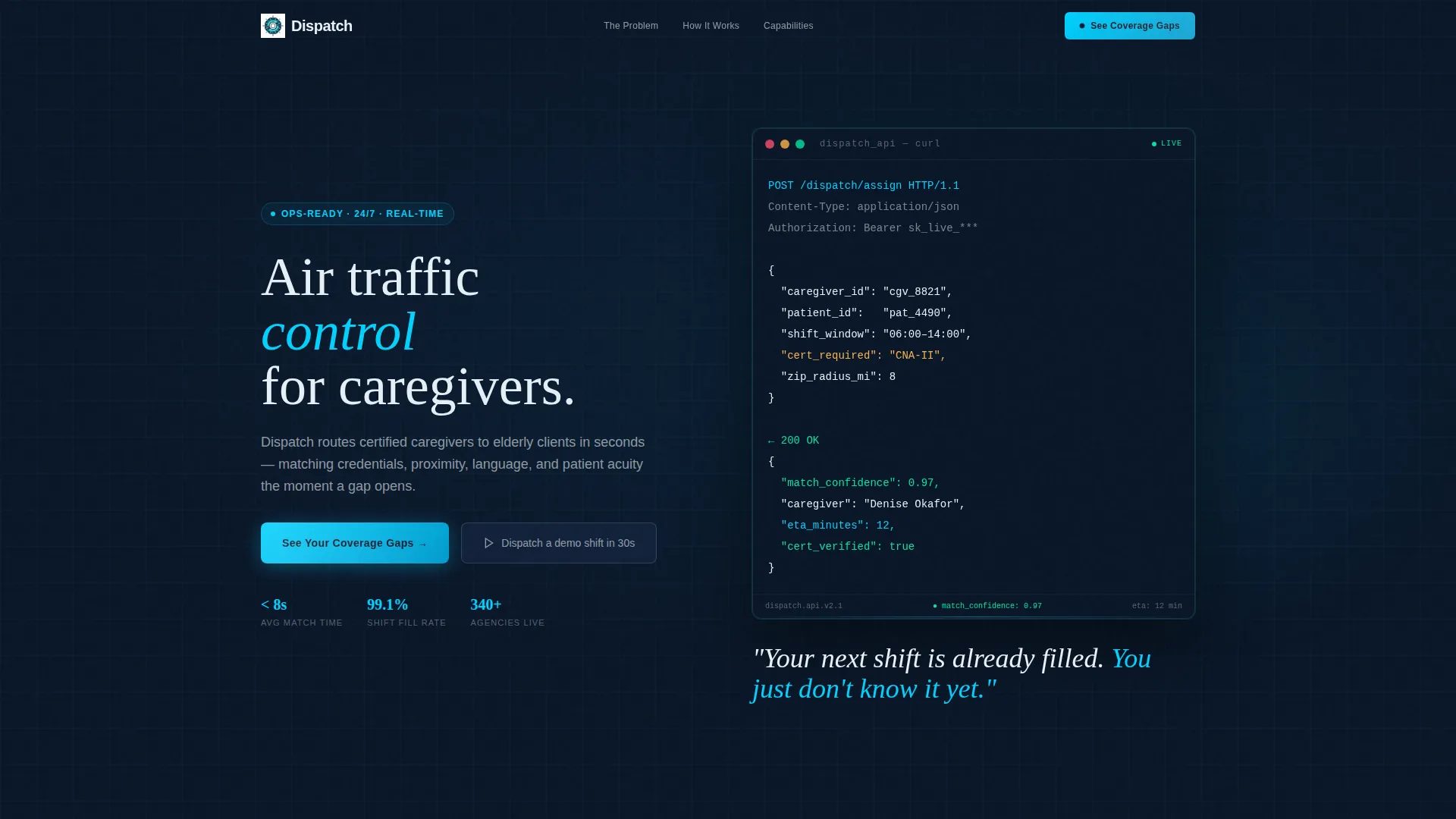 Elder Care Caregiver Scheduling Landing Page Template