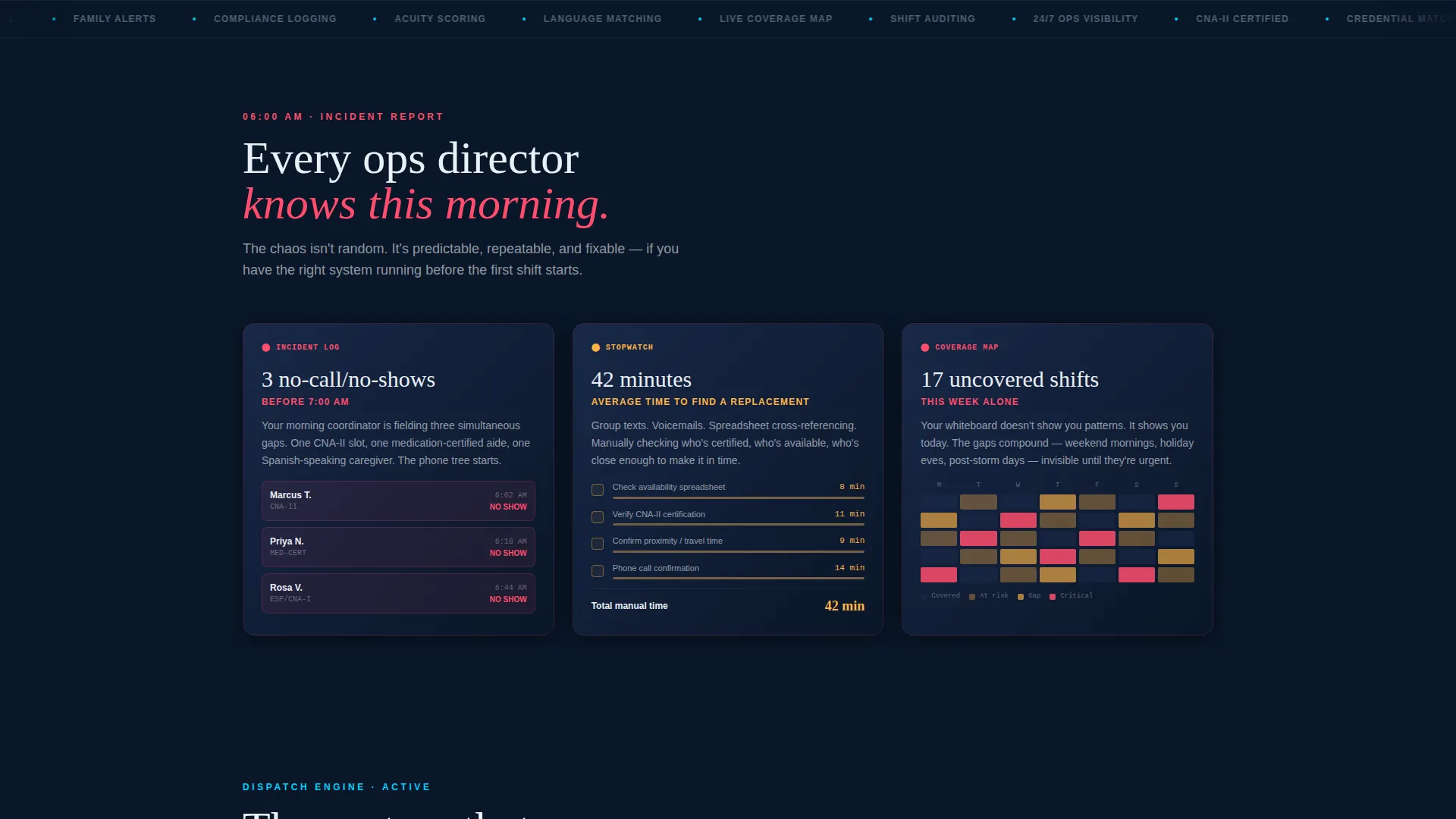 Elder Care Caregiver Scheduling Landing Page Template