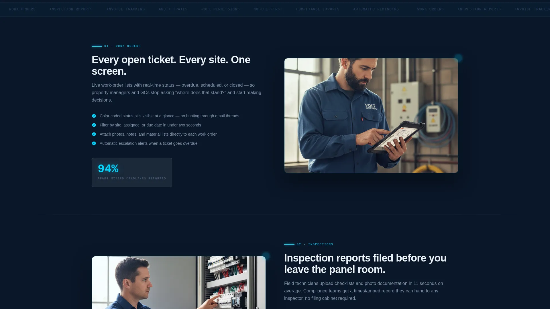 Electrical Client Portal Landing Page Template