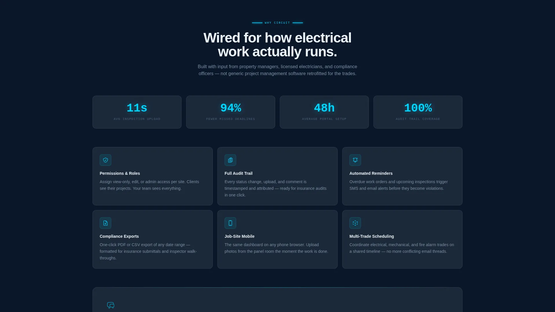 Electrical Client Portal Landing Page Template