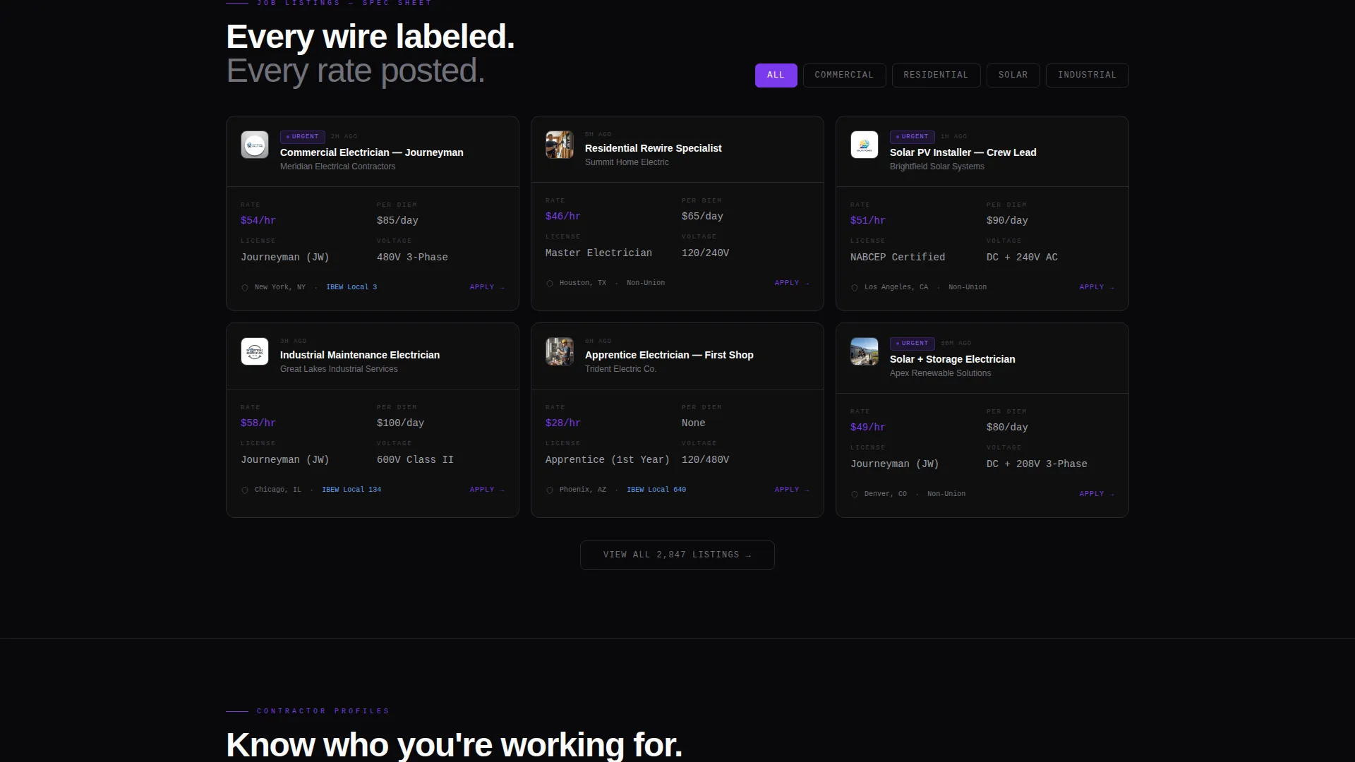 Electrical Job Board Landing Page Template