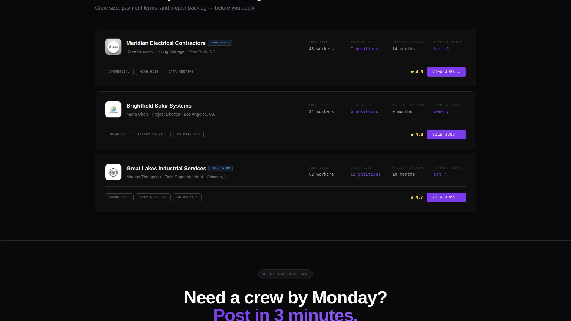 Electrical Job Board Landing Page Template
