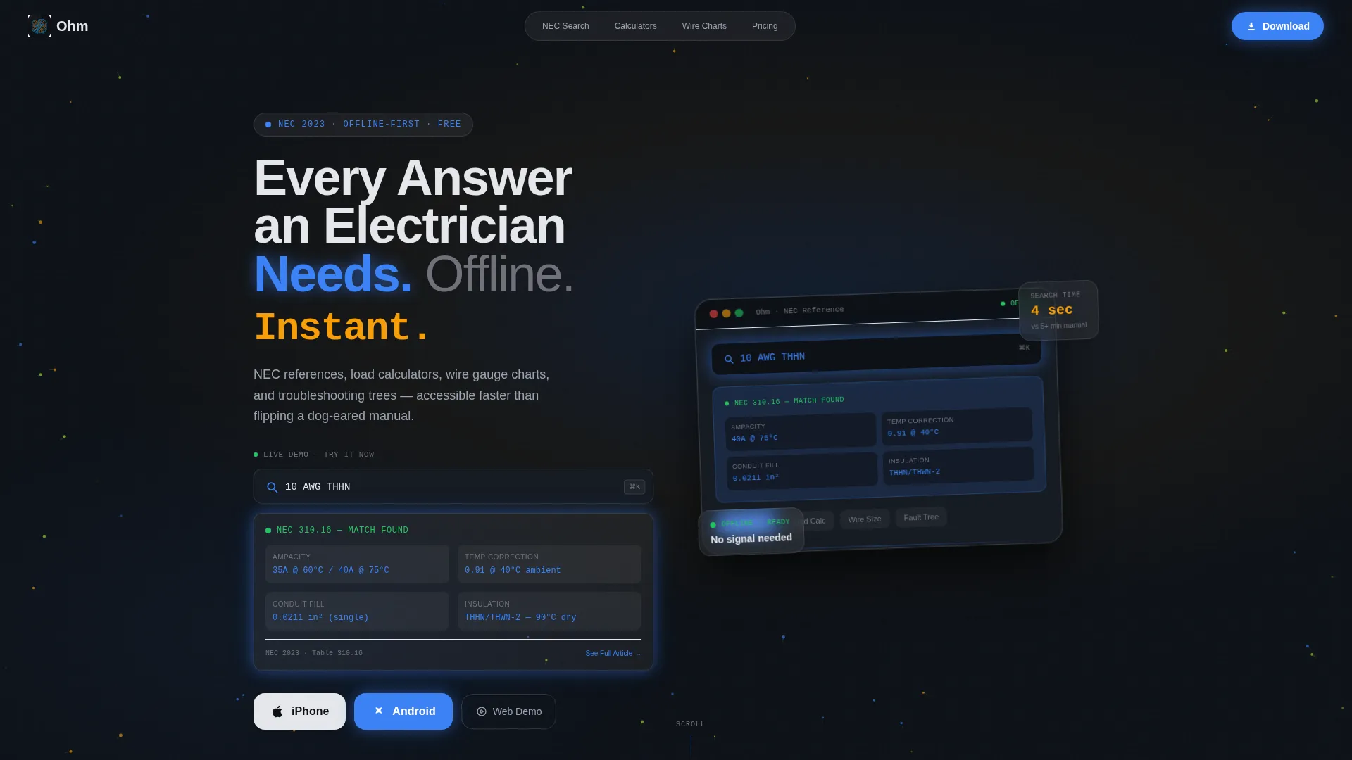 Electrician Knowledge Base App Landing Page Template