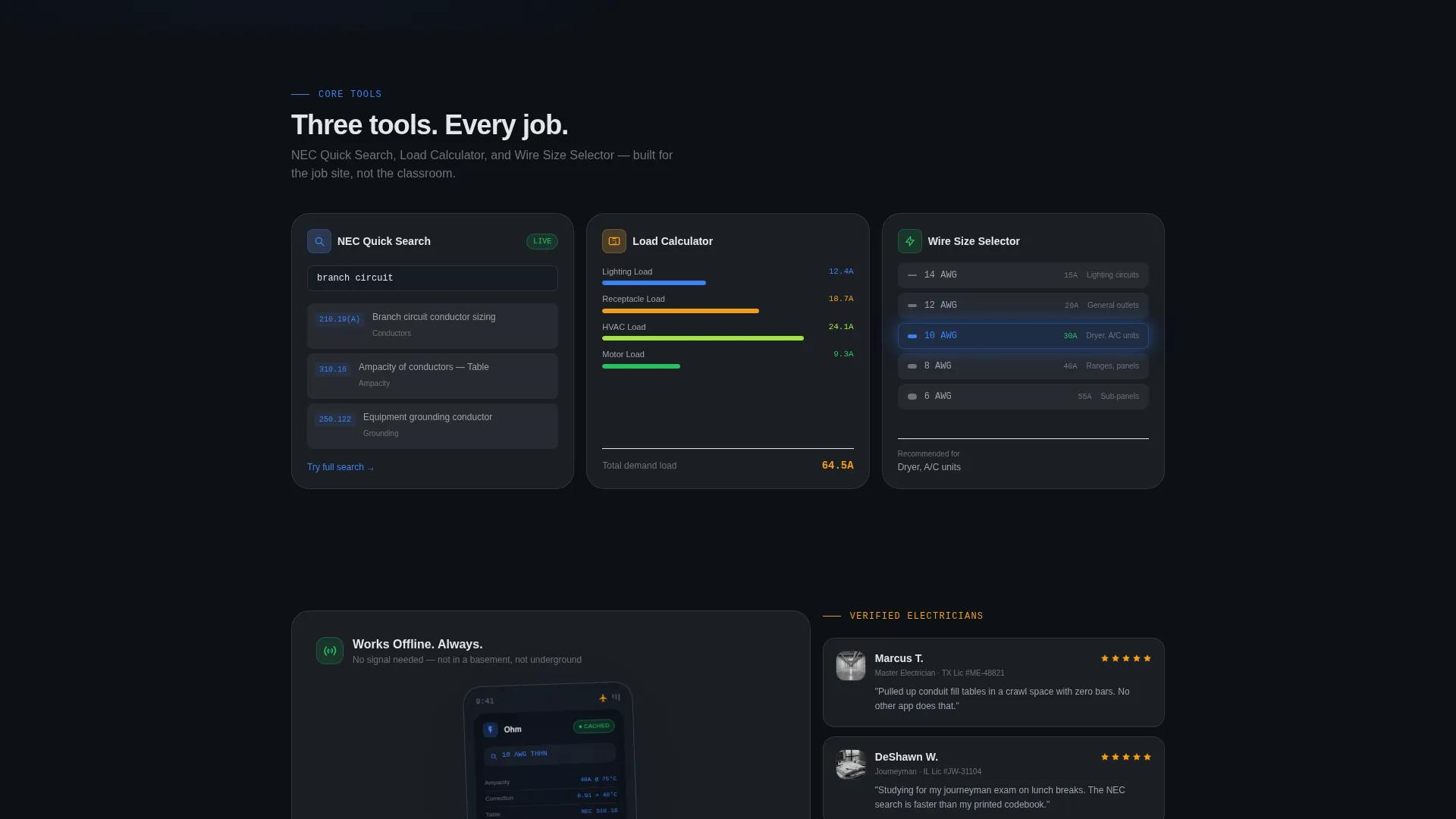 Electrician Knowledge Base App Landing Page Template
