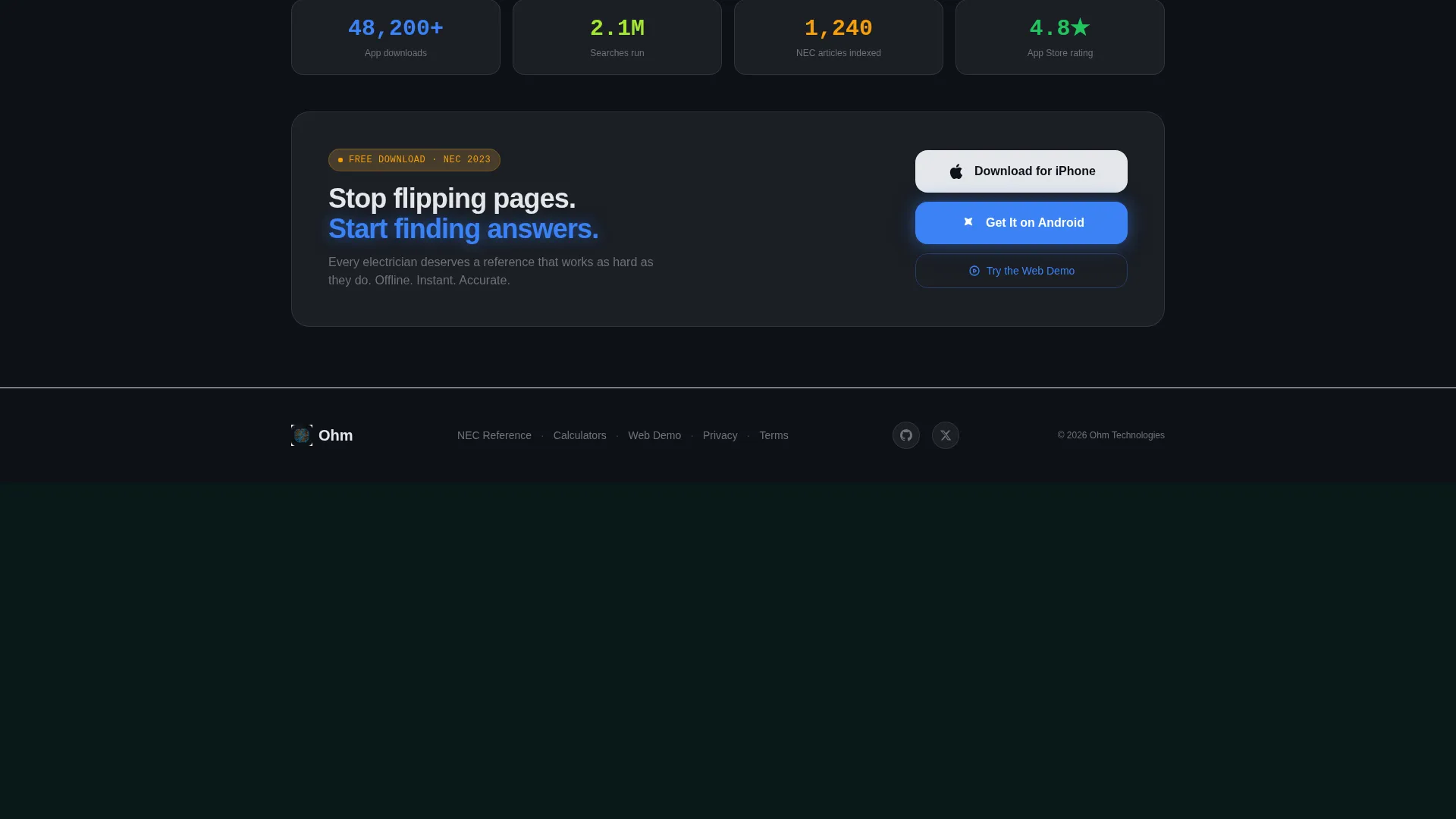 Electrician Knowledge Base App Landing Page Template