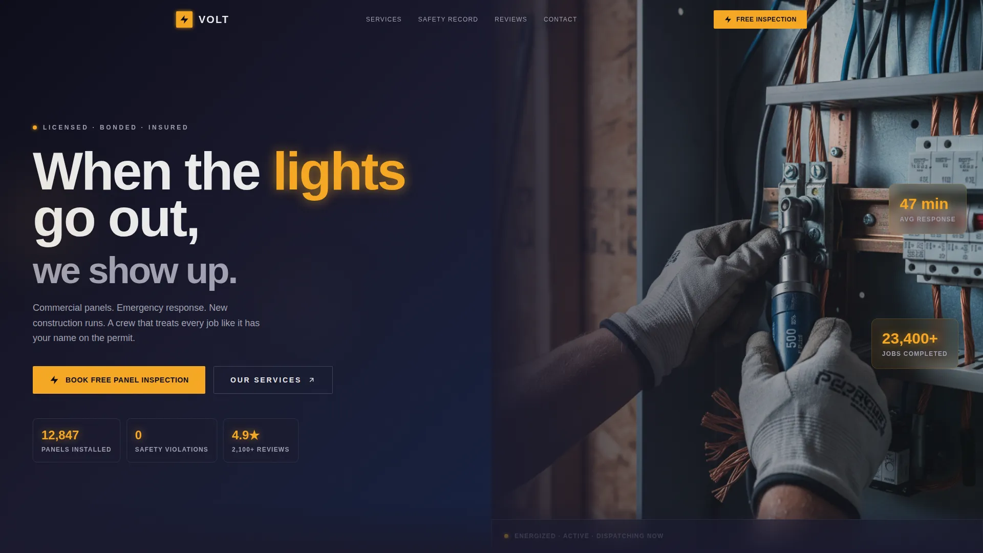 Electrical Landing Page Template | Carbon Fiber Design