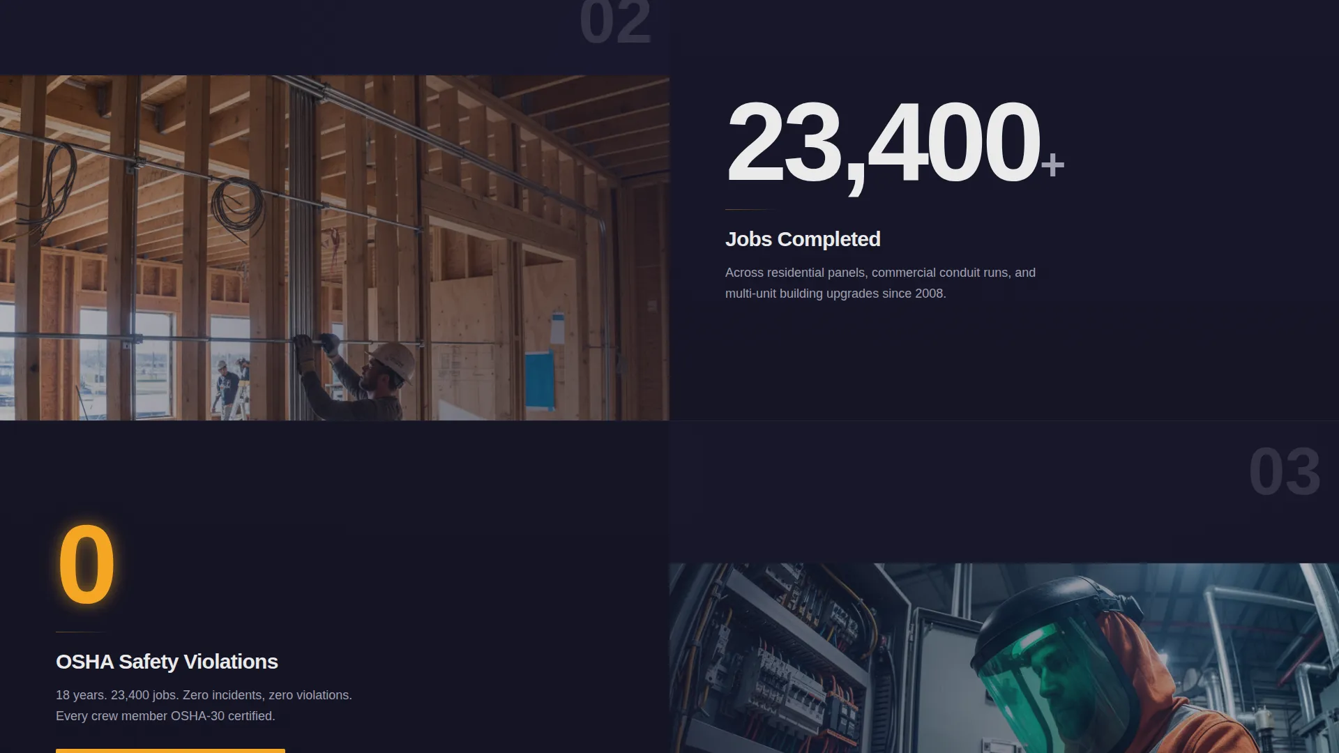 Electrical Landing Page Template | Carbon Fiber Design