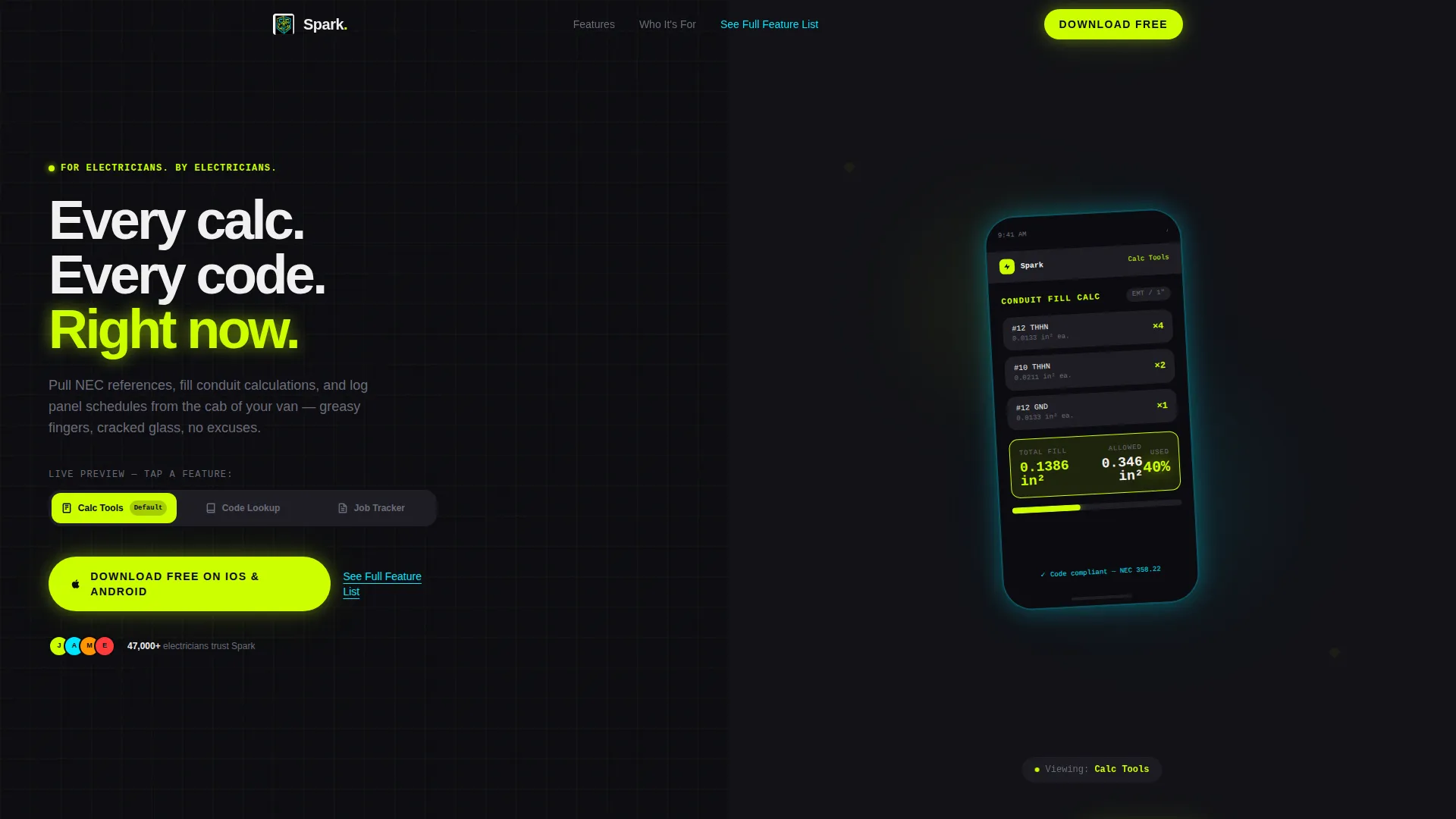 Electrician App Landing Page Template