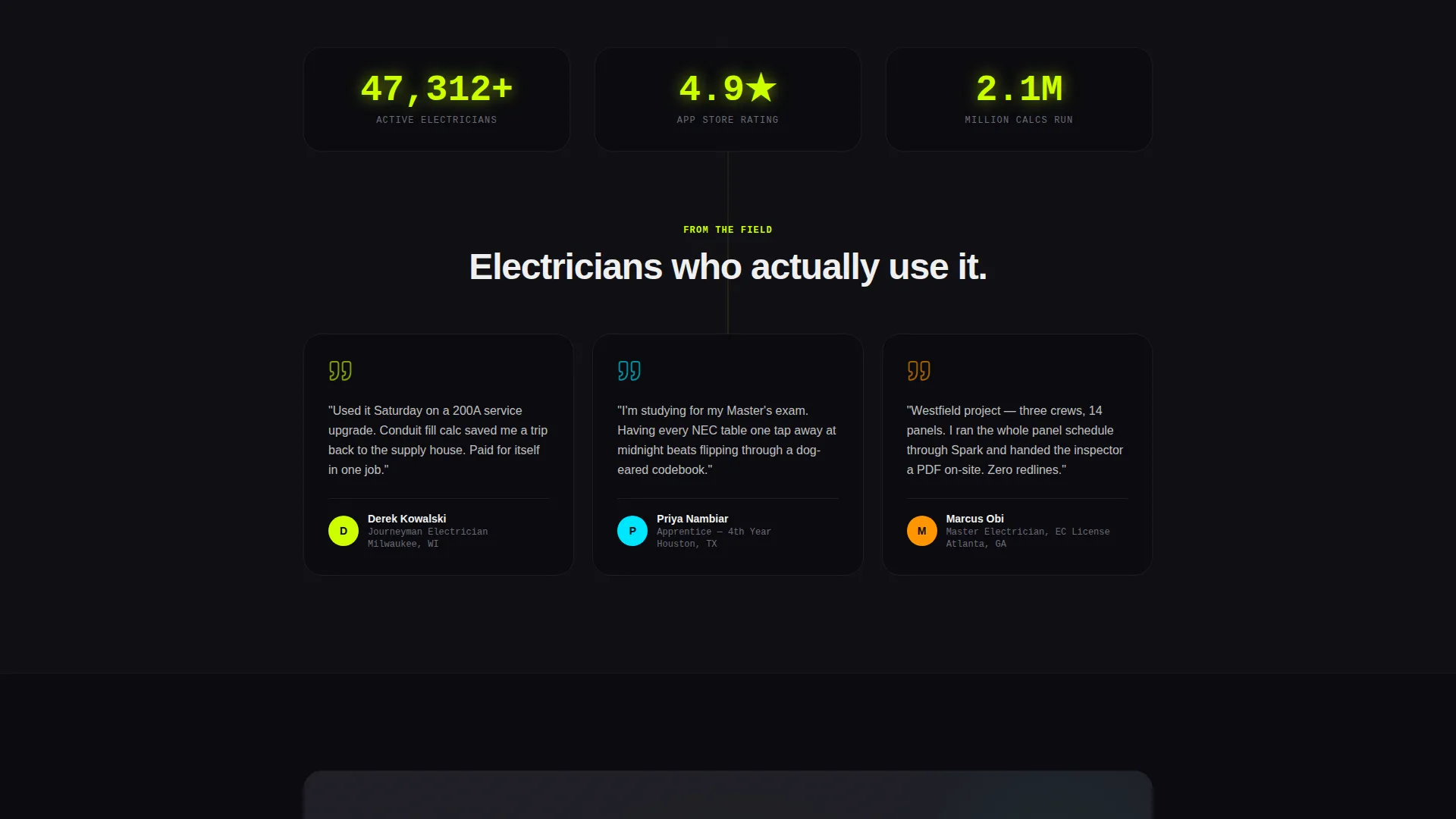 Electrician App Landing Page Template