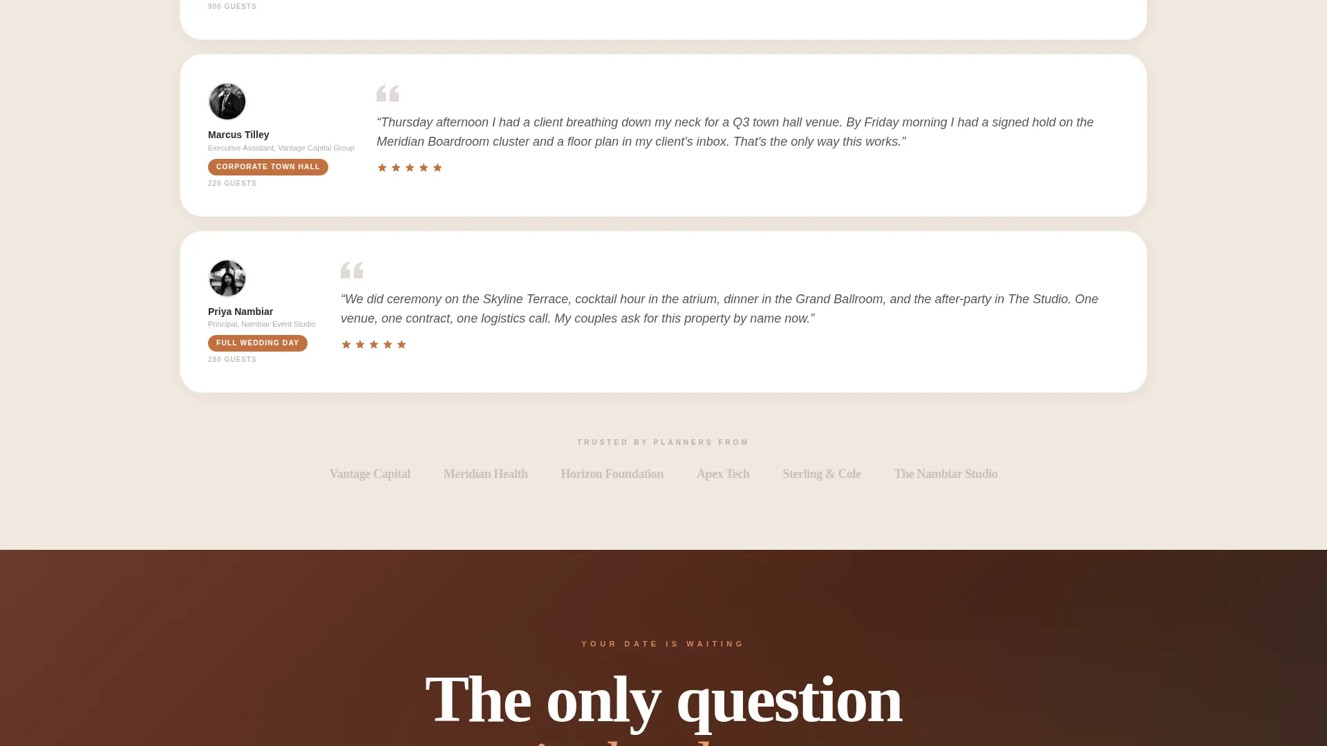Event Space Landing Page Template for Rental Marketing