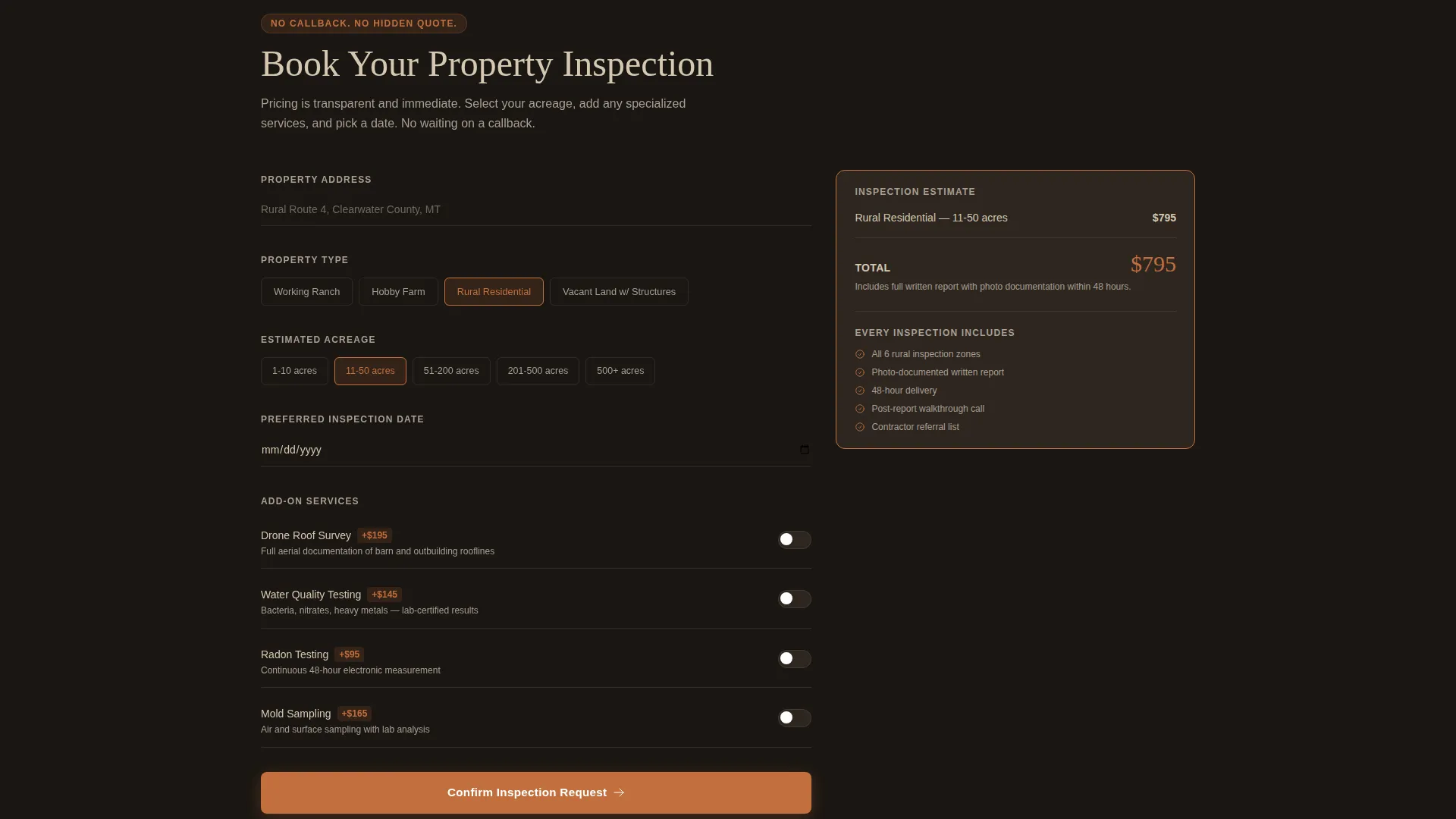 Farm & Ranch Inspector Landing Page Template