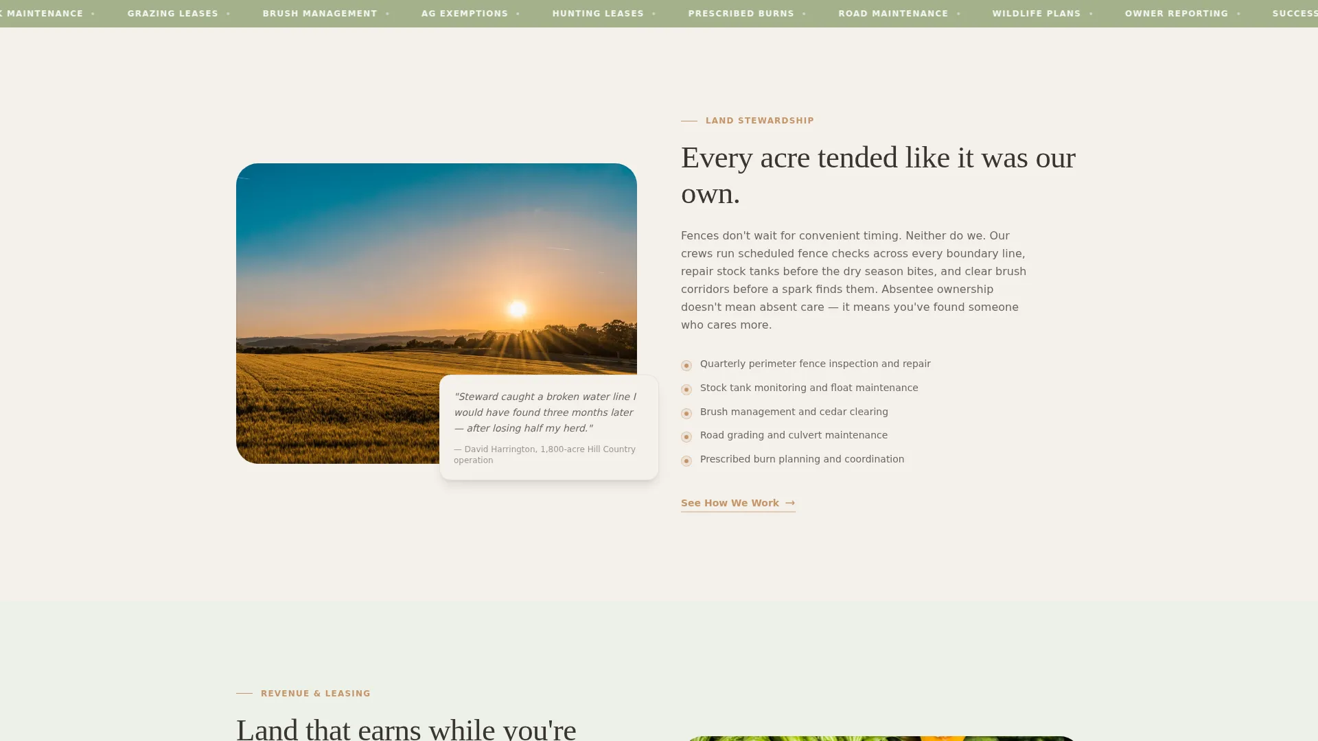 Farm & Ranch Property Management Landing Page
