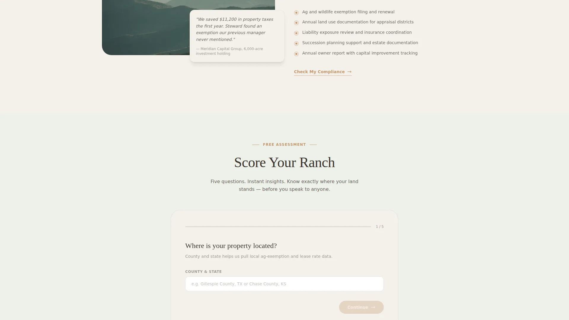 Farm & Ranch Property Management Landing Page