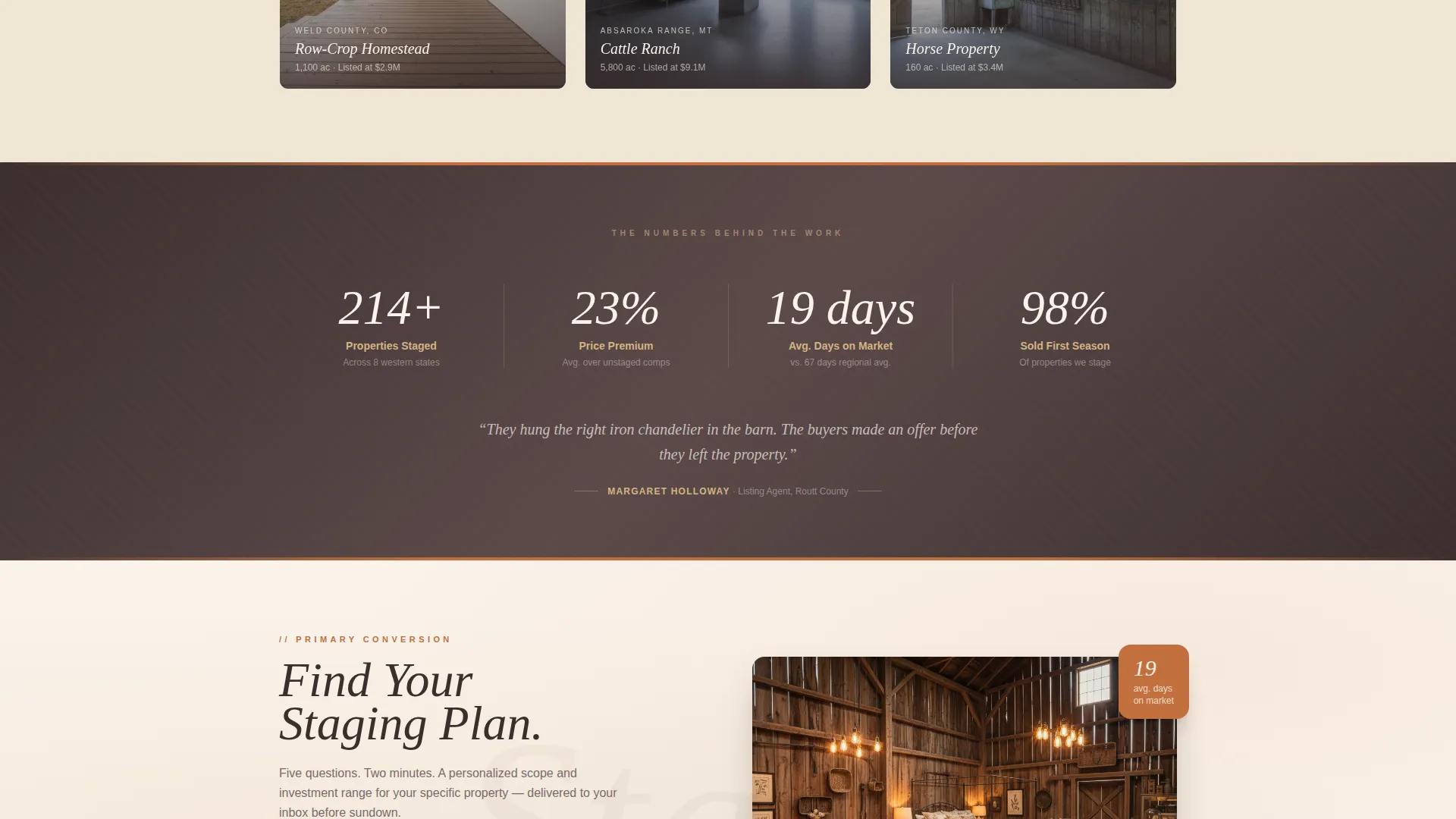 Farm & Ranch Staging Landing Page Template