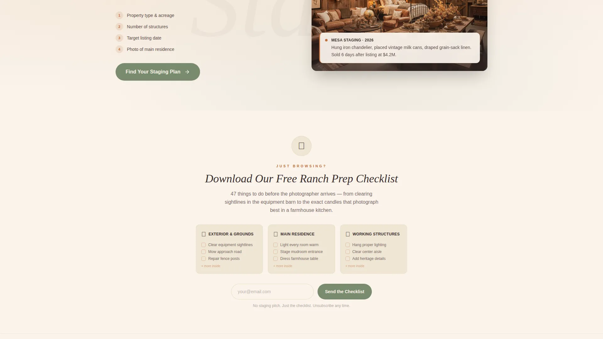 Farm & Ranch Staging Landing Page Template