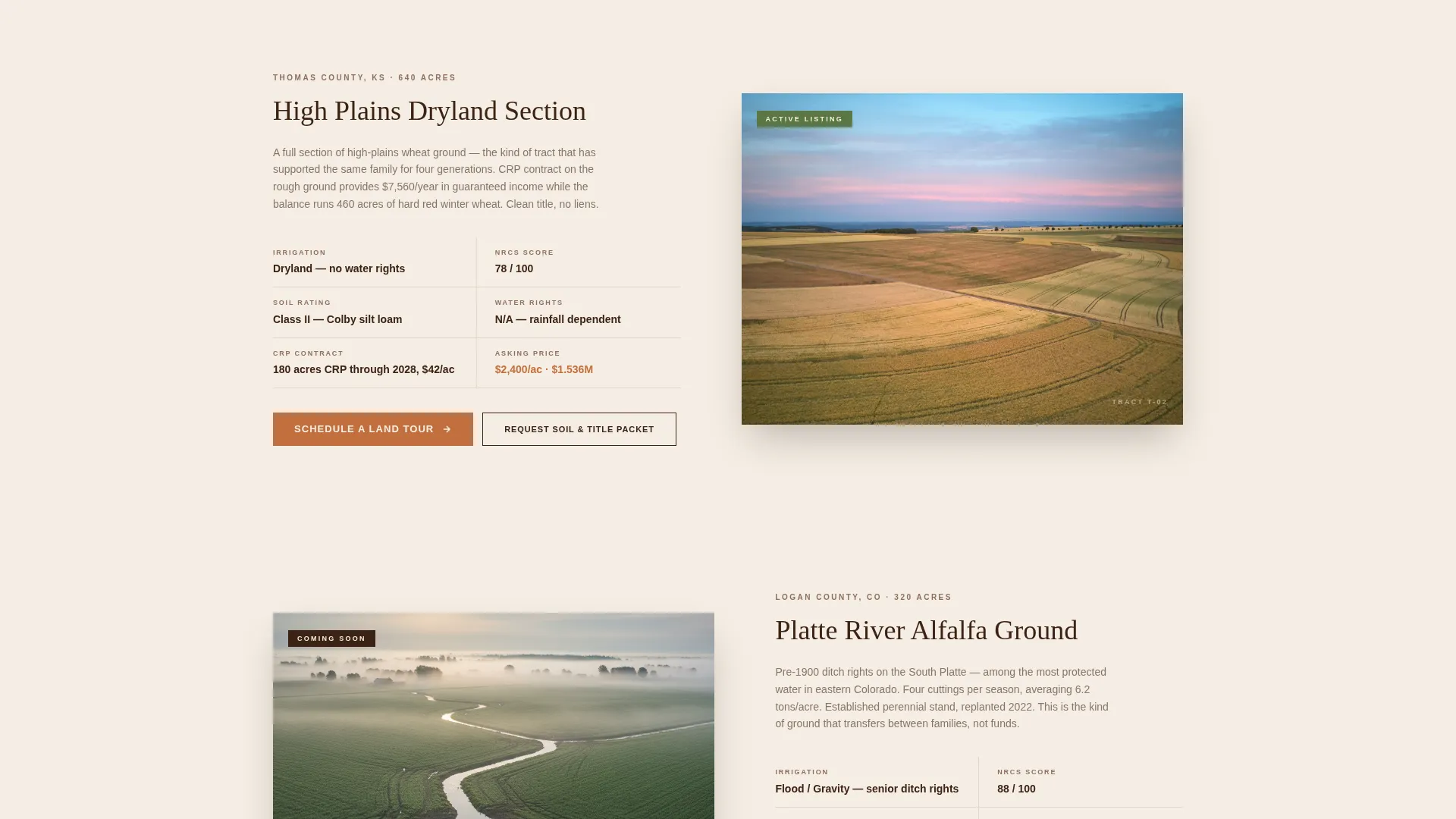 Farmland Brokerage Landing Page Template