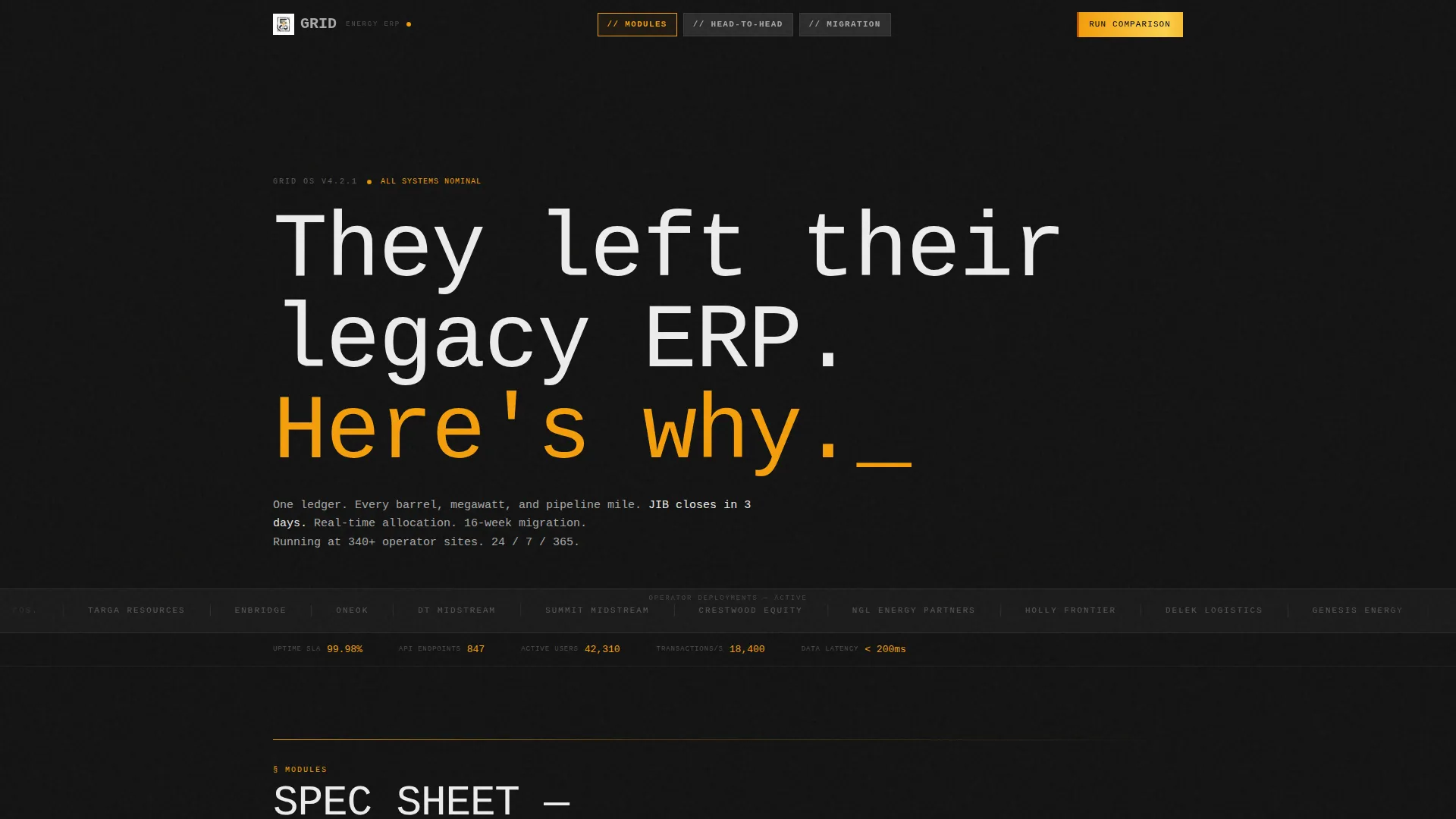 Energy ERP Landing Page Template for Enterprise Platforms