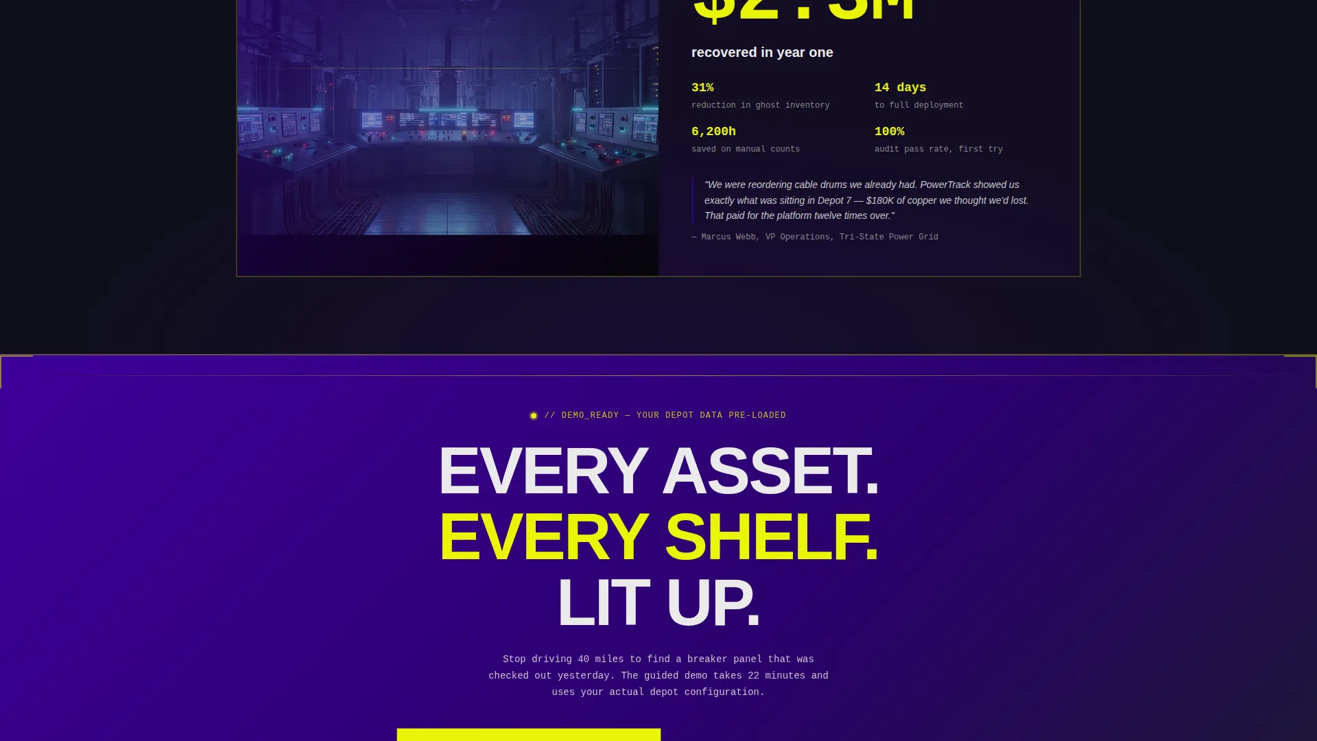 Bold Brutalist Energy Inventory Landing Page Template