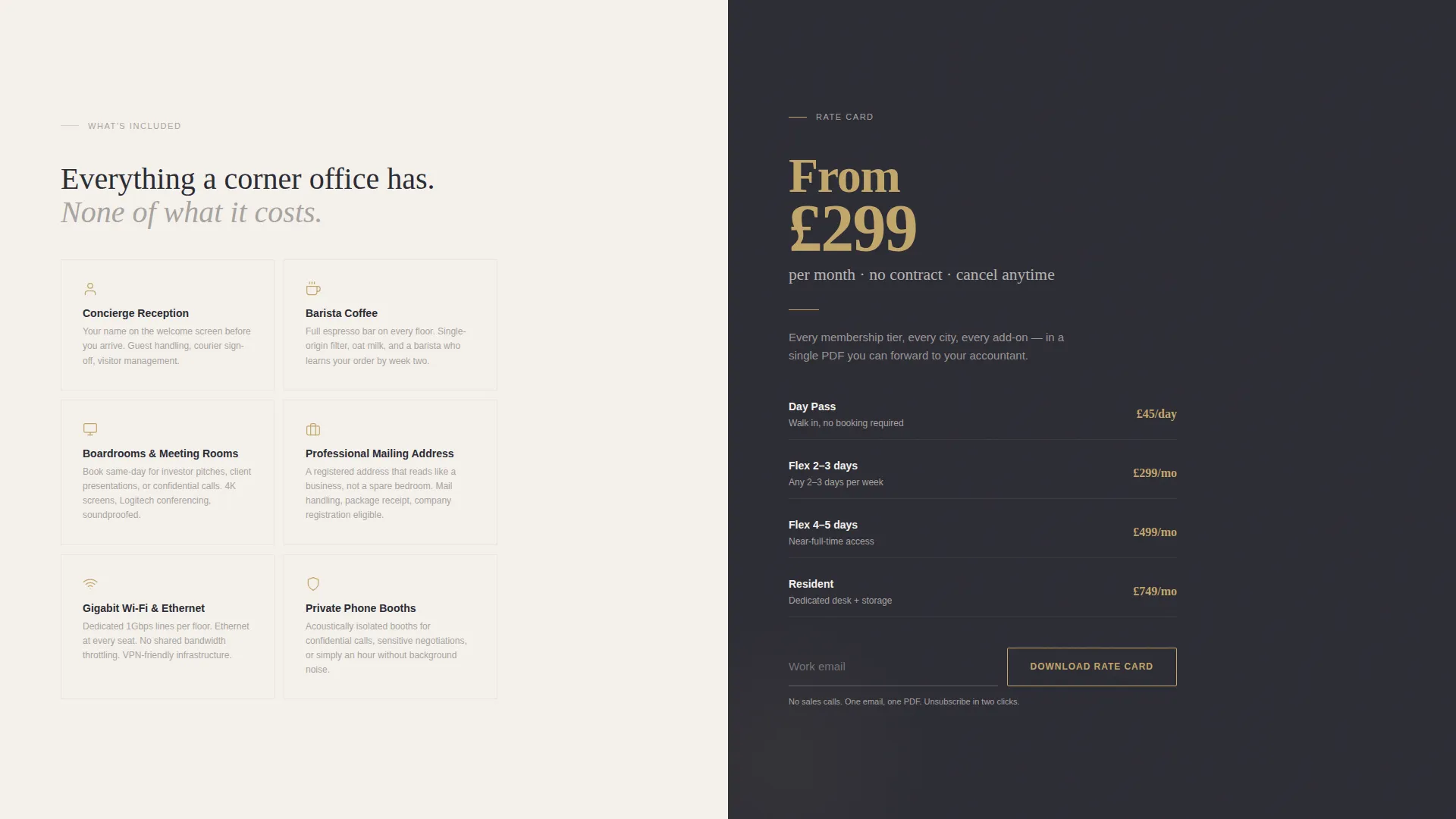 Premium Coworking Hot Desk Landing Page Template