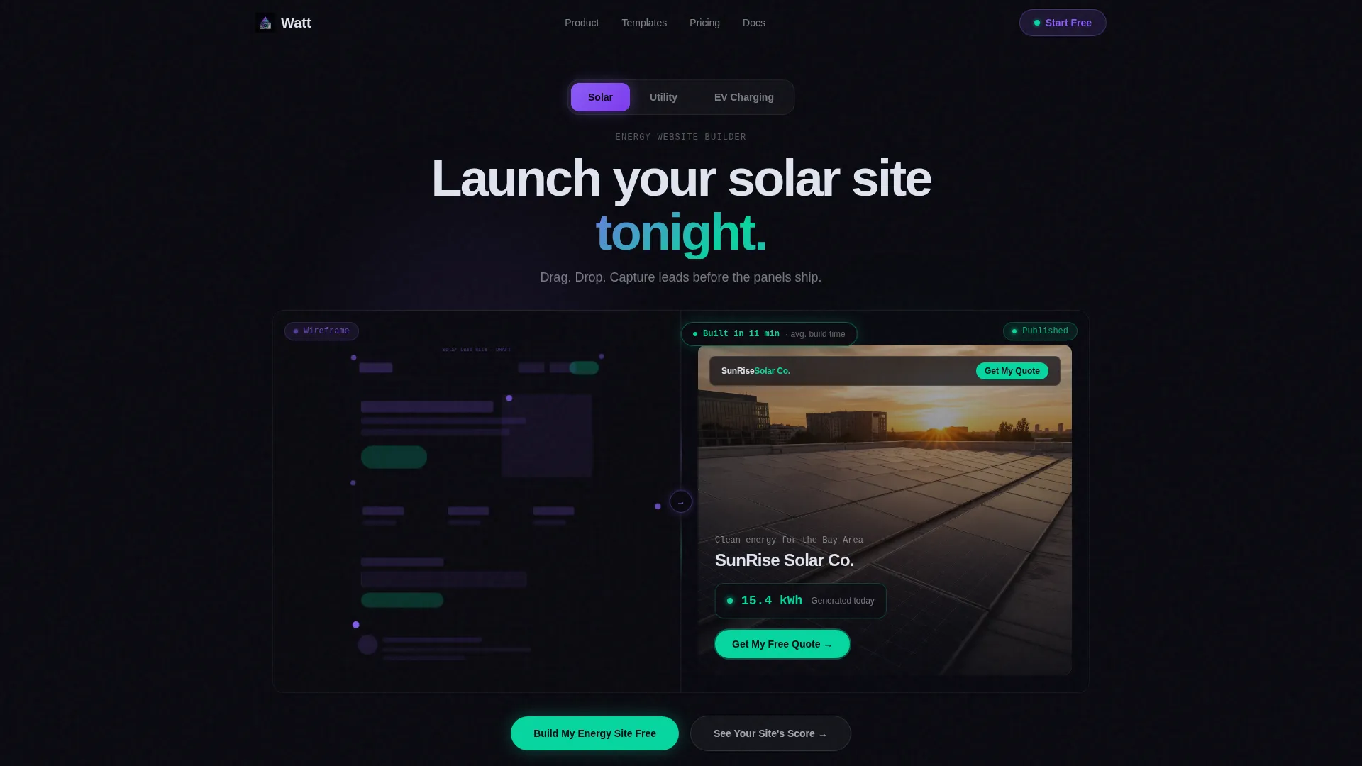 Energy Website Builder Landing Page Template
