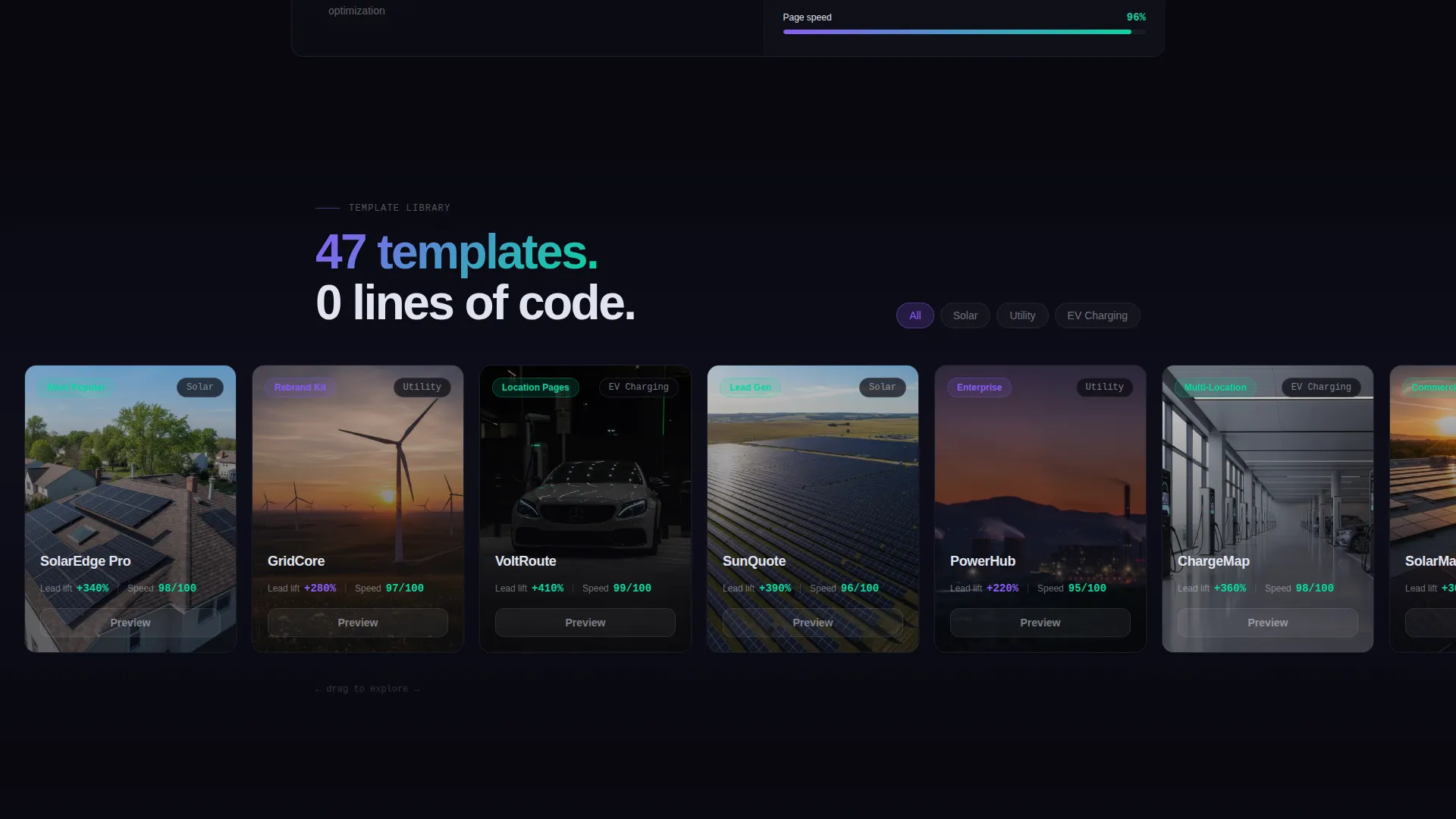 Energy Website Builder Landing Page Template