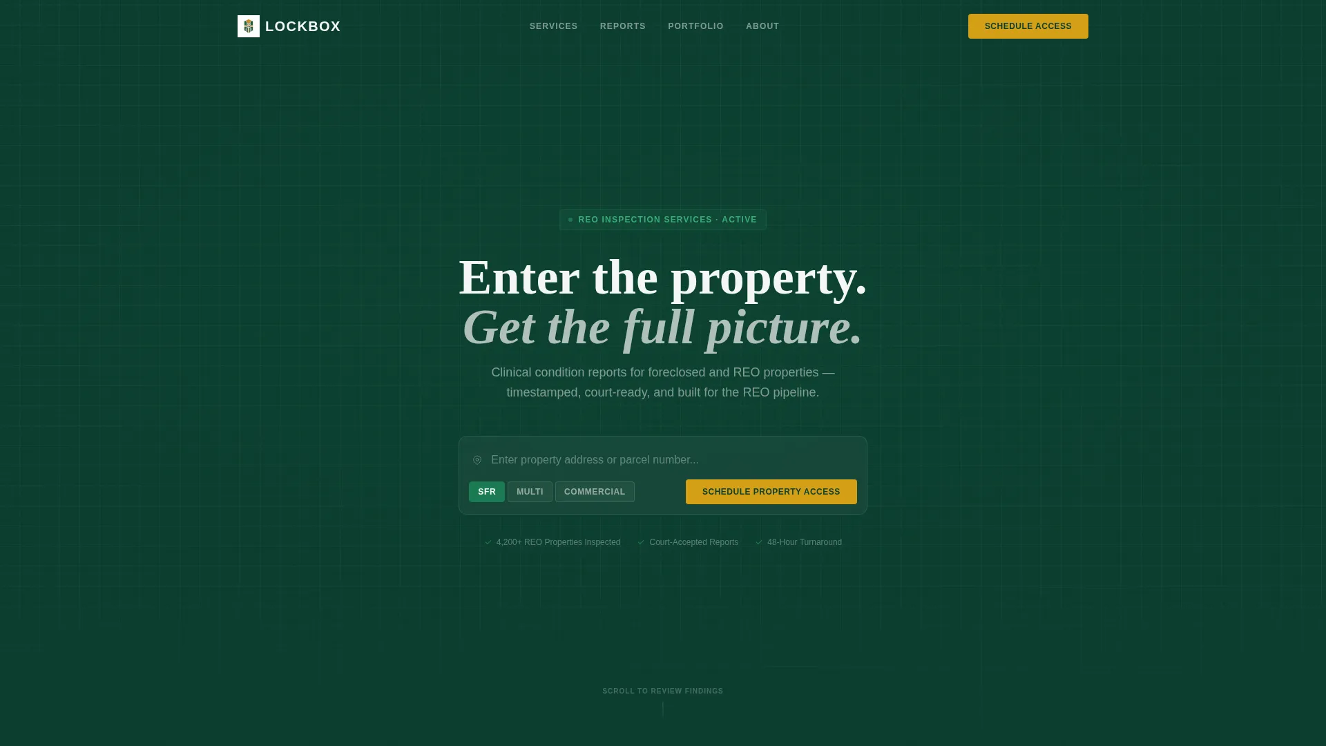 REO Inspection Landing Page Template for Asset Managers
