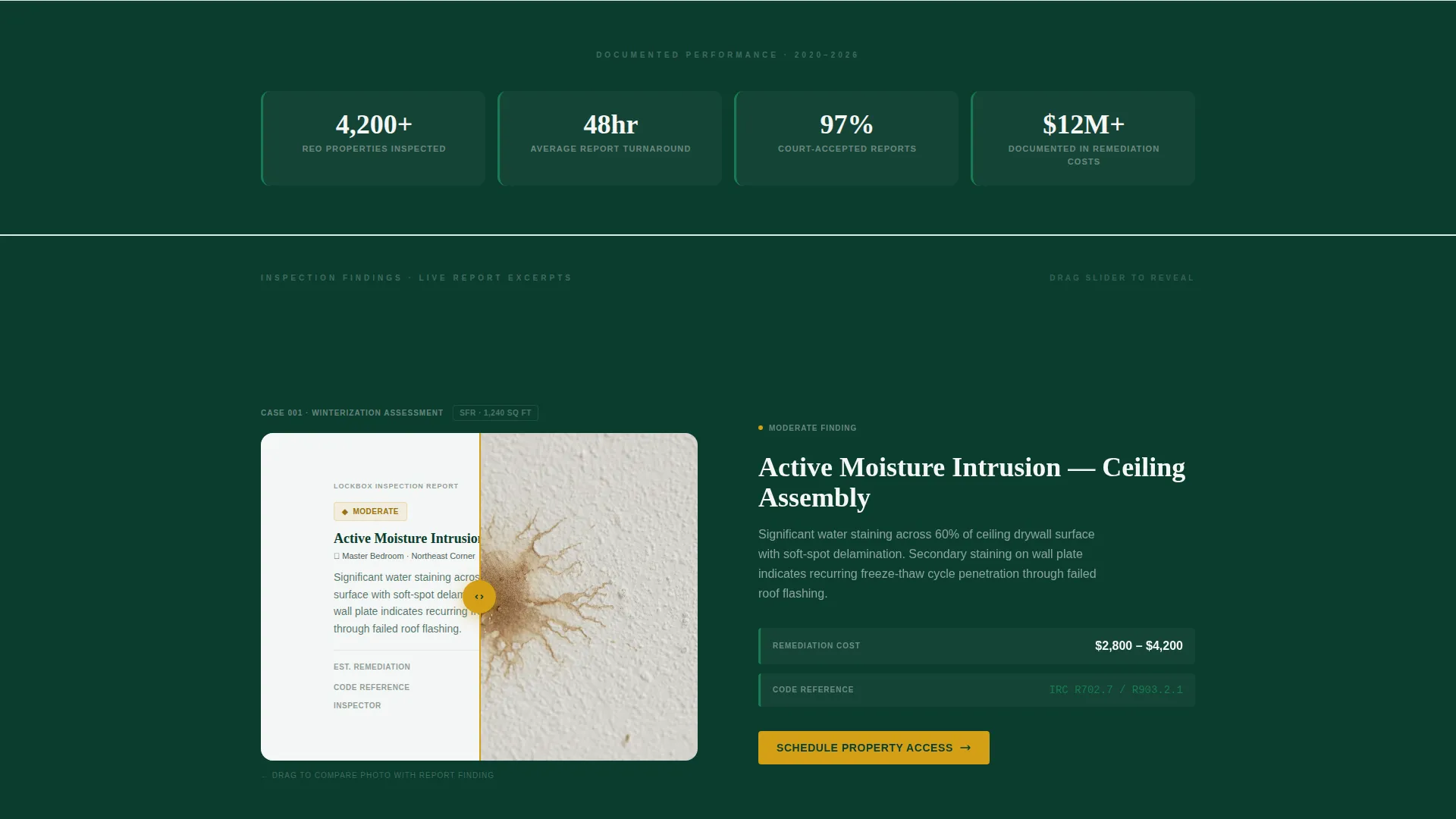 REO Inspection Landing Page Template for Asset Managers
