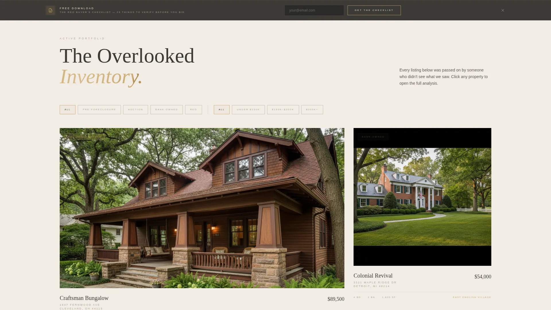 Foreclosure & REO Real Estate Agent Landing Page