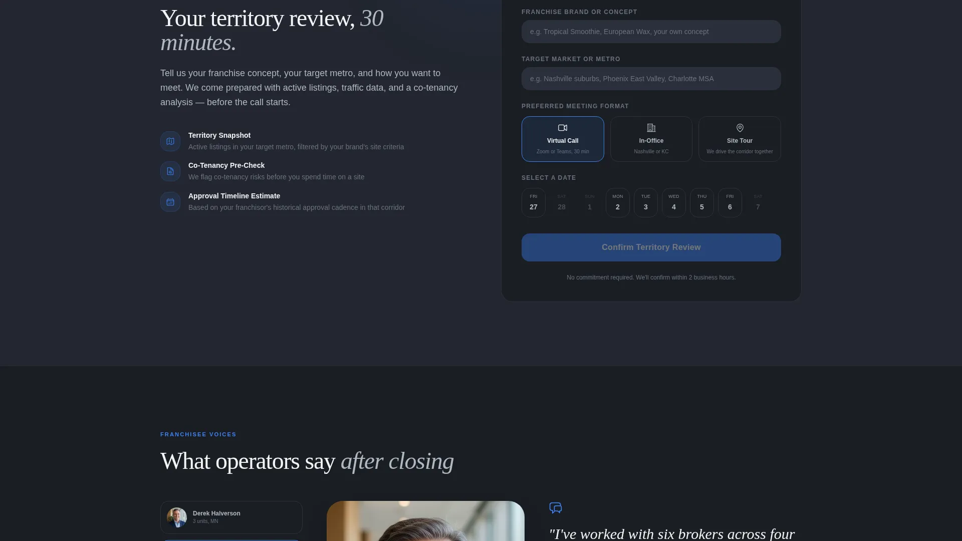 Franchise Brokerage Landing Page Template