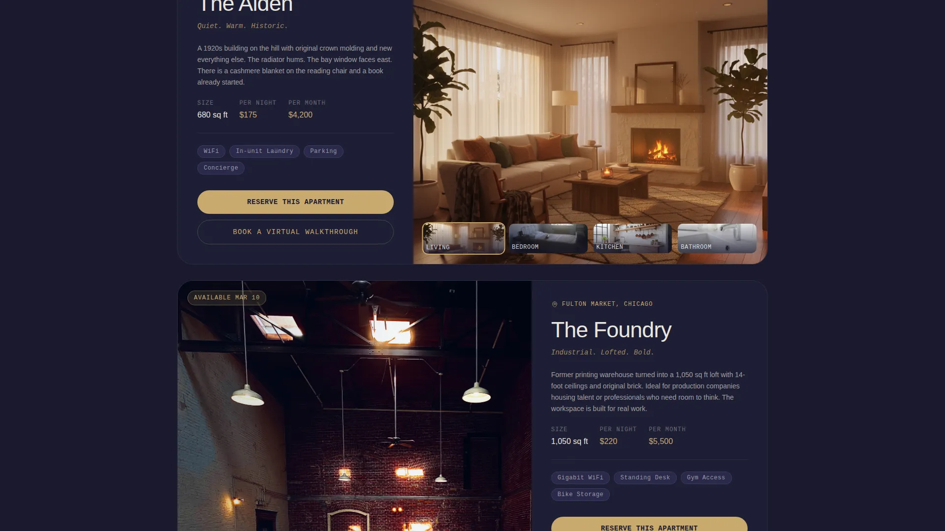Immersive Furnished Apartment Rental Landing Page